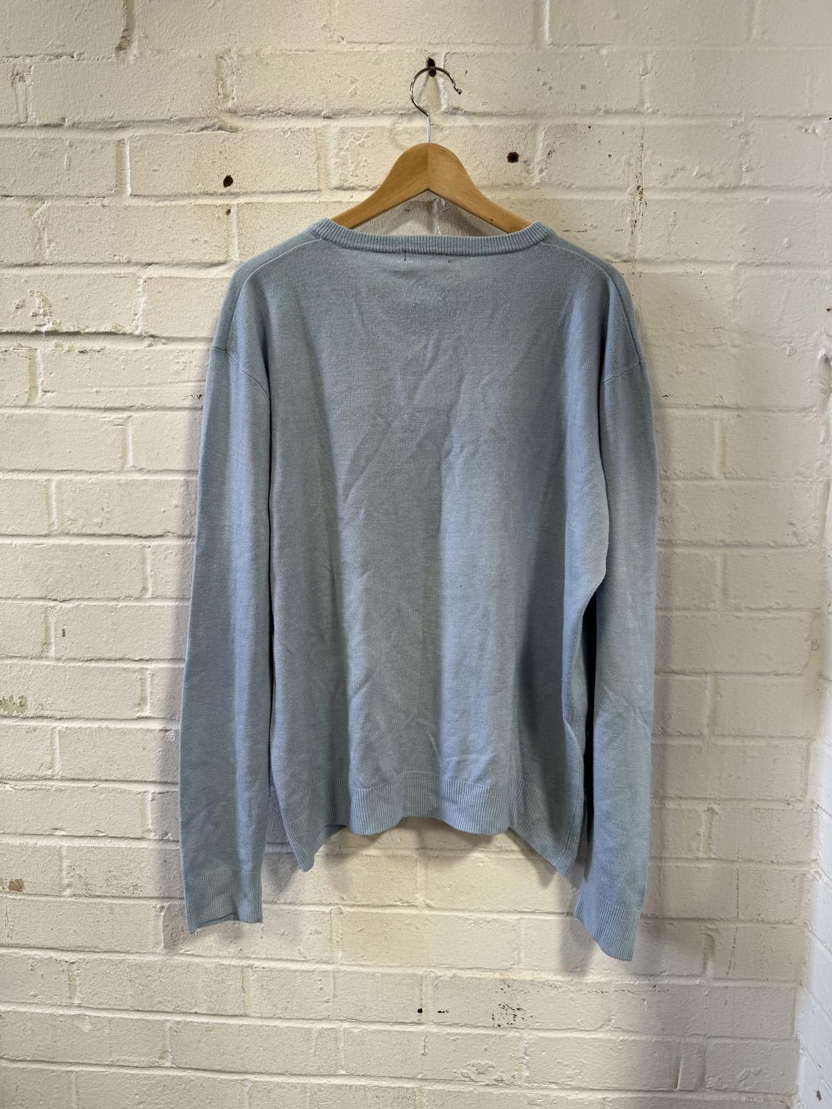 Unknown London Light Blue V-Neck Men's Sweater Size US XL / EU 56 / 4 - 1 Thumbnail