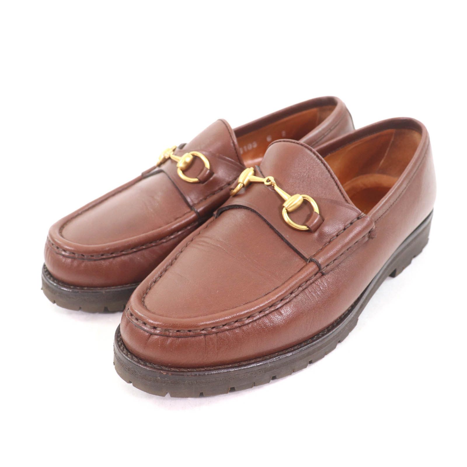 Gucci Gucci Horsebit Leather Loafers Leather Shoes 101 6105 in Brown, Women's