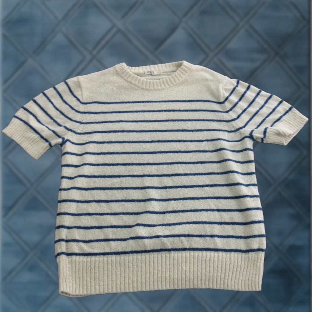 Alex Mill Alex Mill Sweater Womens S White Cotton Nylon Crewneck Striped Knit Pullover Size S / US 4 / IT 40 - 1 Thumbnail