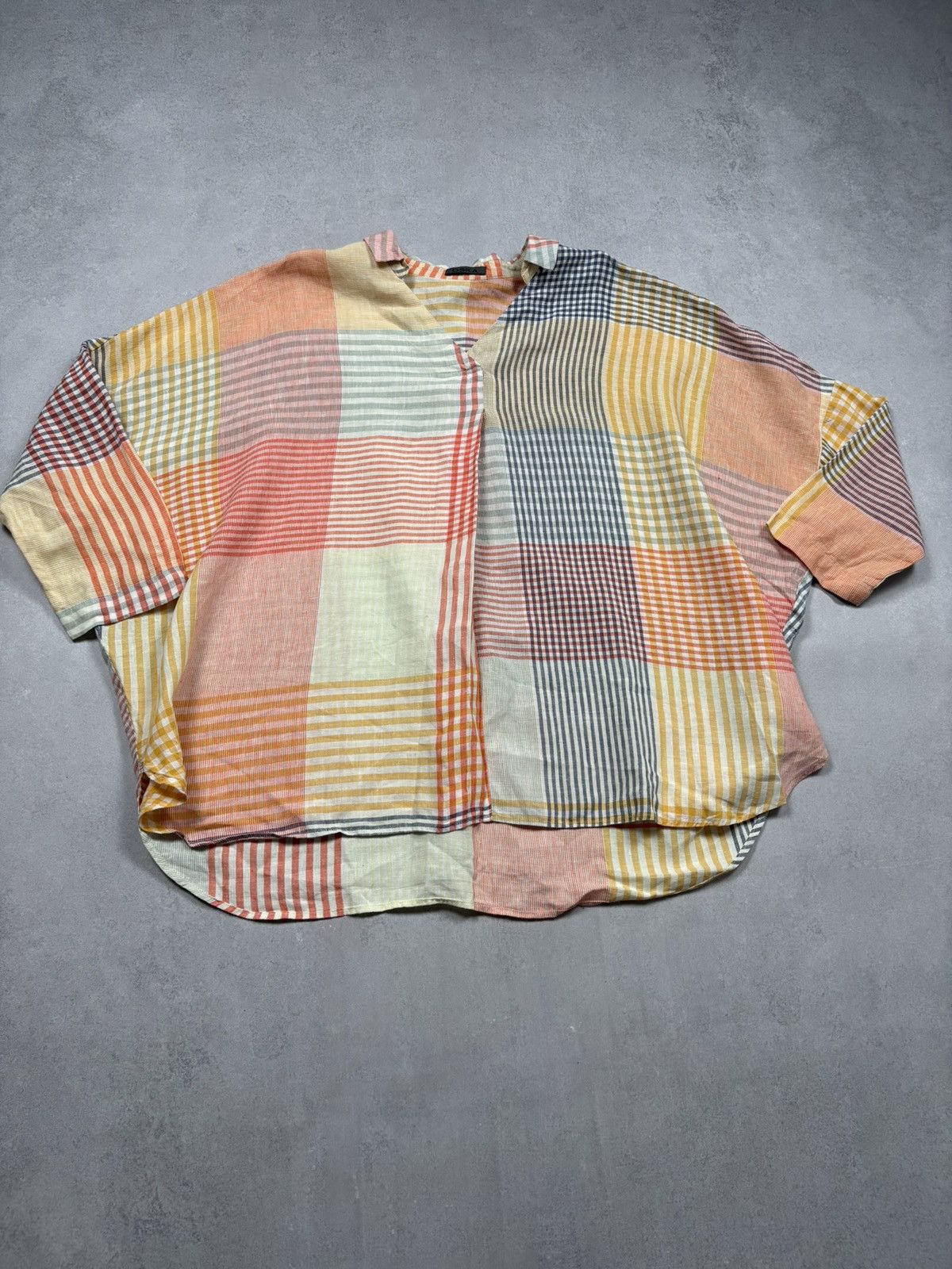 OSKA Oska Linen Patchwork Oversized Blouse Multicolor Check Shirt Size S / US 4 / IT 40 - 1 Thumbnail