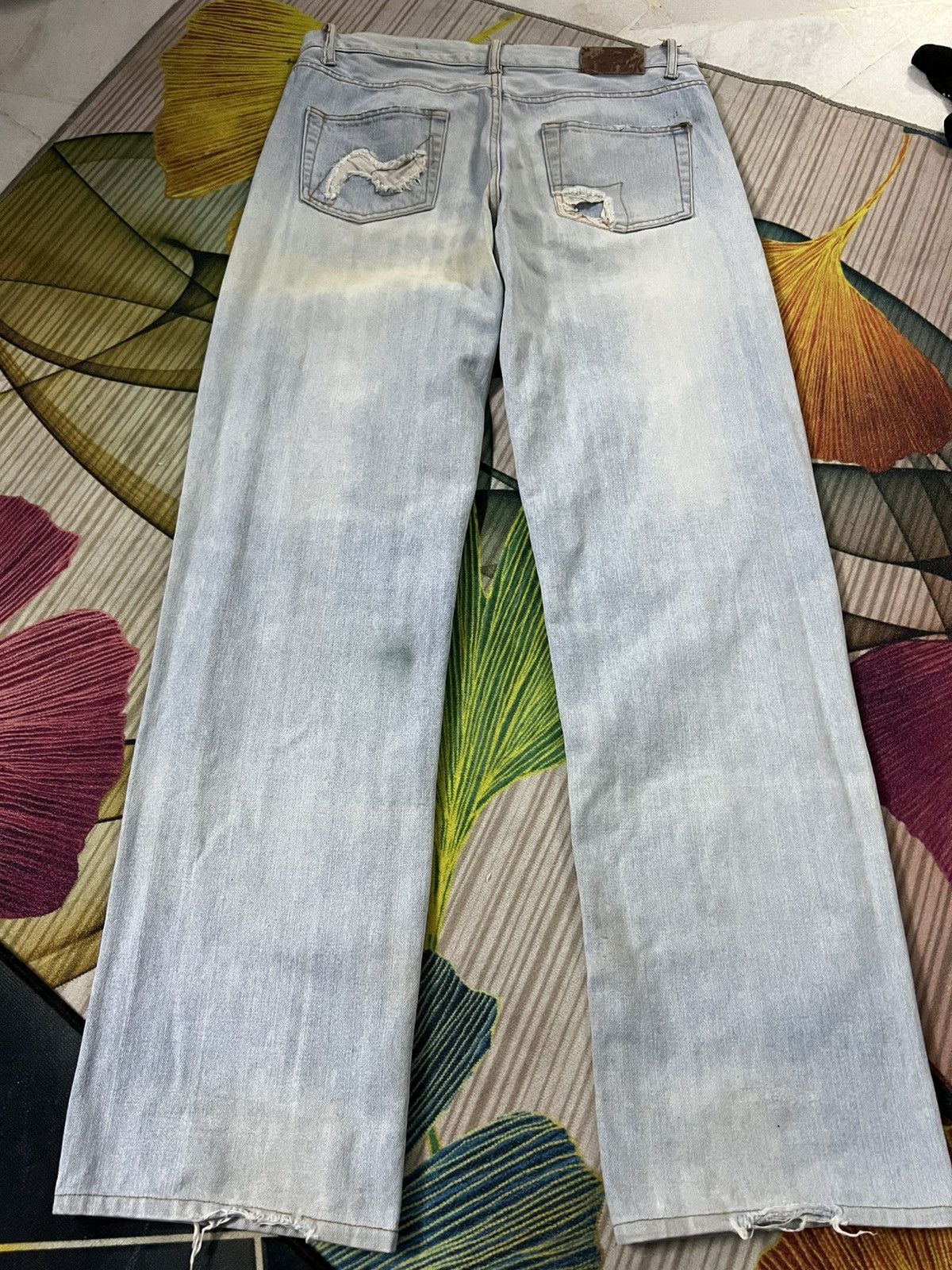 If Six Was Nine 💥Nylaus Distress Faded Jean Size US 33 - 2 Thumbnail