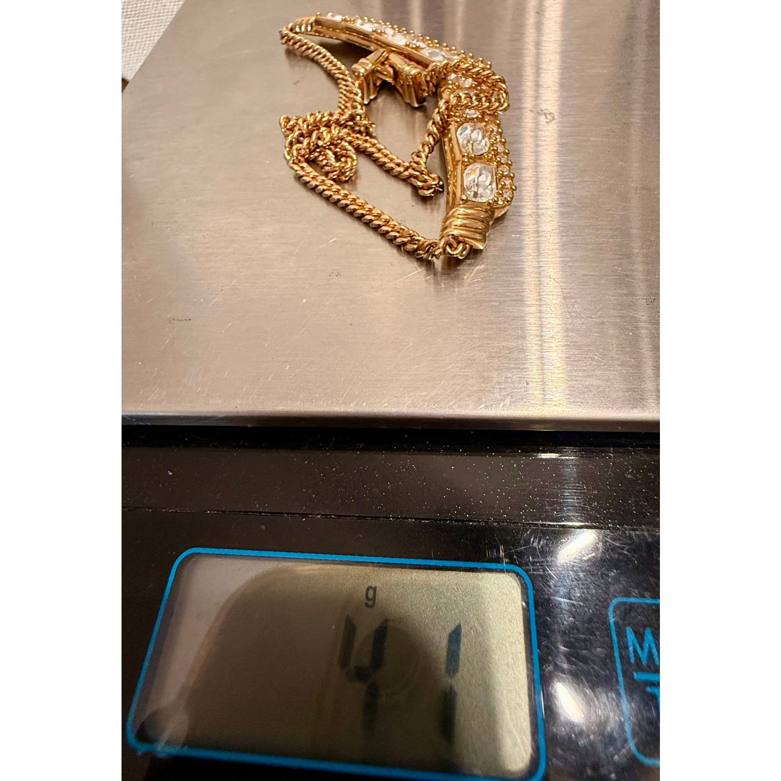 Swarovski Vintage Swarovski Gold Tone Crystal V Necklace 14” Size ONE SIZE - 9 Thumbnail