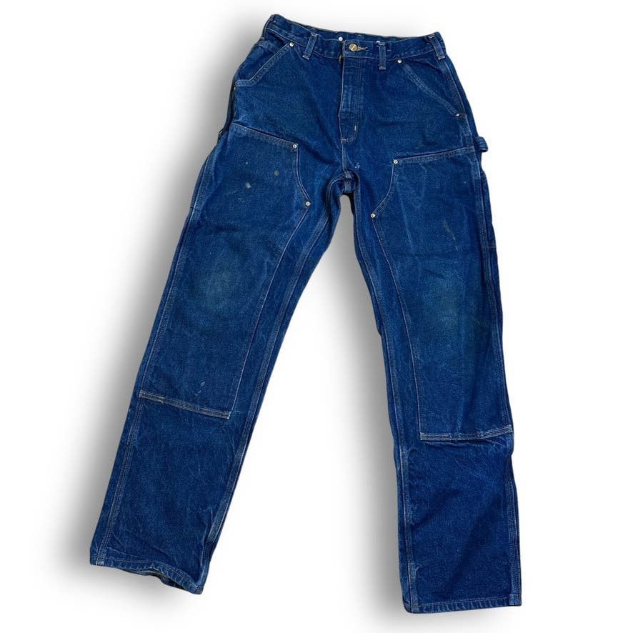 image of Carhartt Double Knee Work Jeans Denim Pants B07-Dnm 32X34 in Blue, Men's