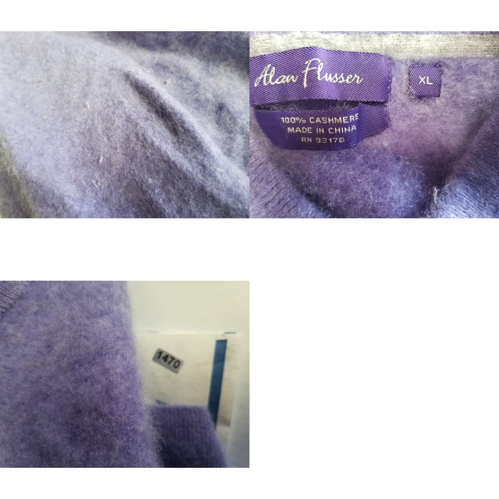 Vintage Alan Flusser Purple 100% Cashmere Sweater Women Size S/M Pullover V-Neck Long Sleeve Per Measurements Pic Size S / US 4 / IT 40 - 8 Thumbnail