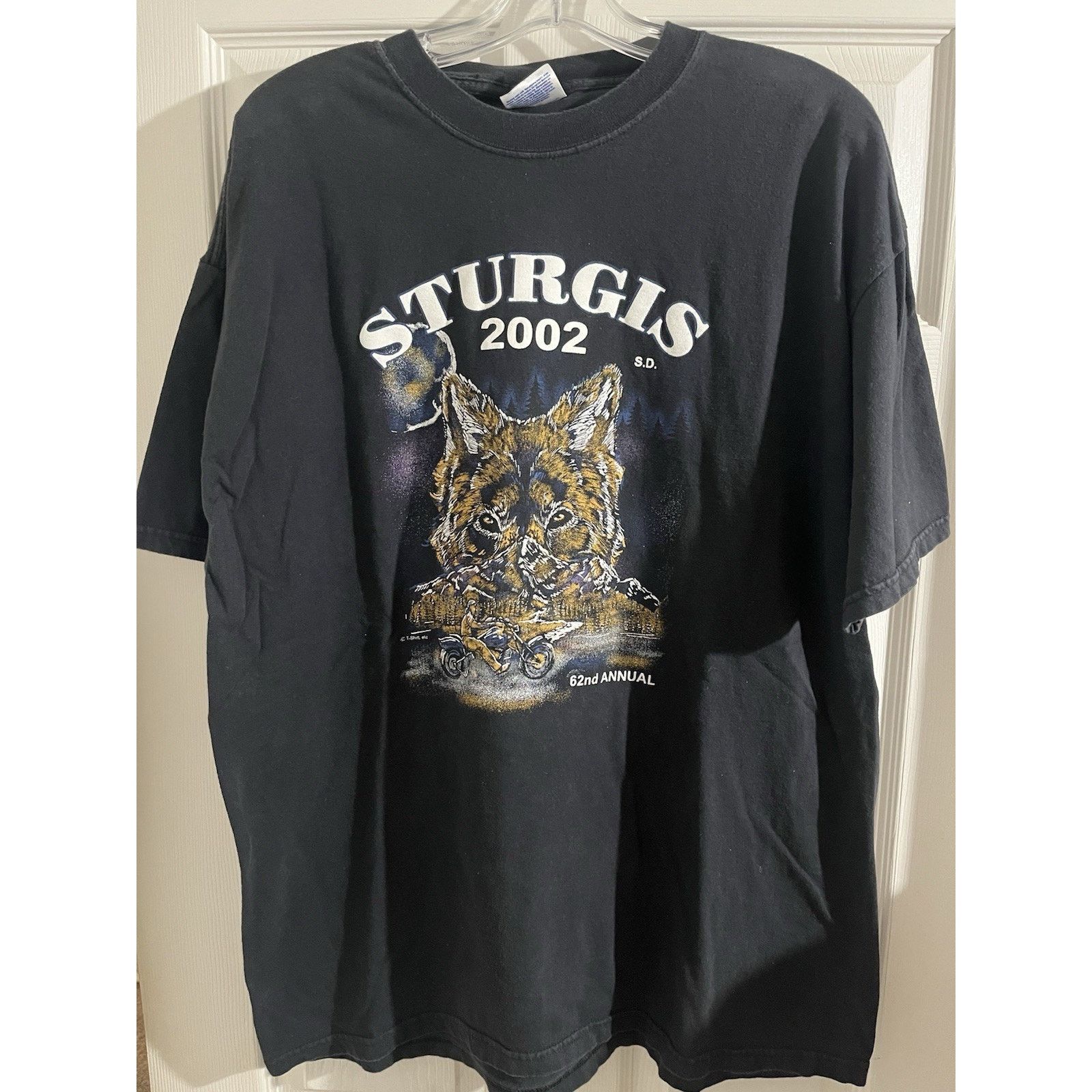 Hanes Vintage Sturgis 62nd Annual Bike Week Shirt XL Wolf 2002 Size US XL / EU 56 / 4 - 1 Thumbnail