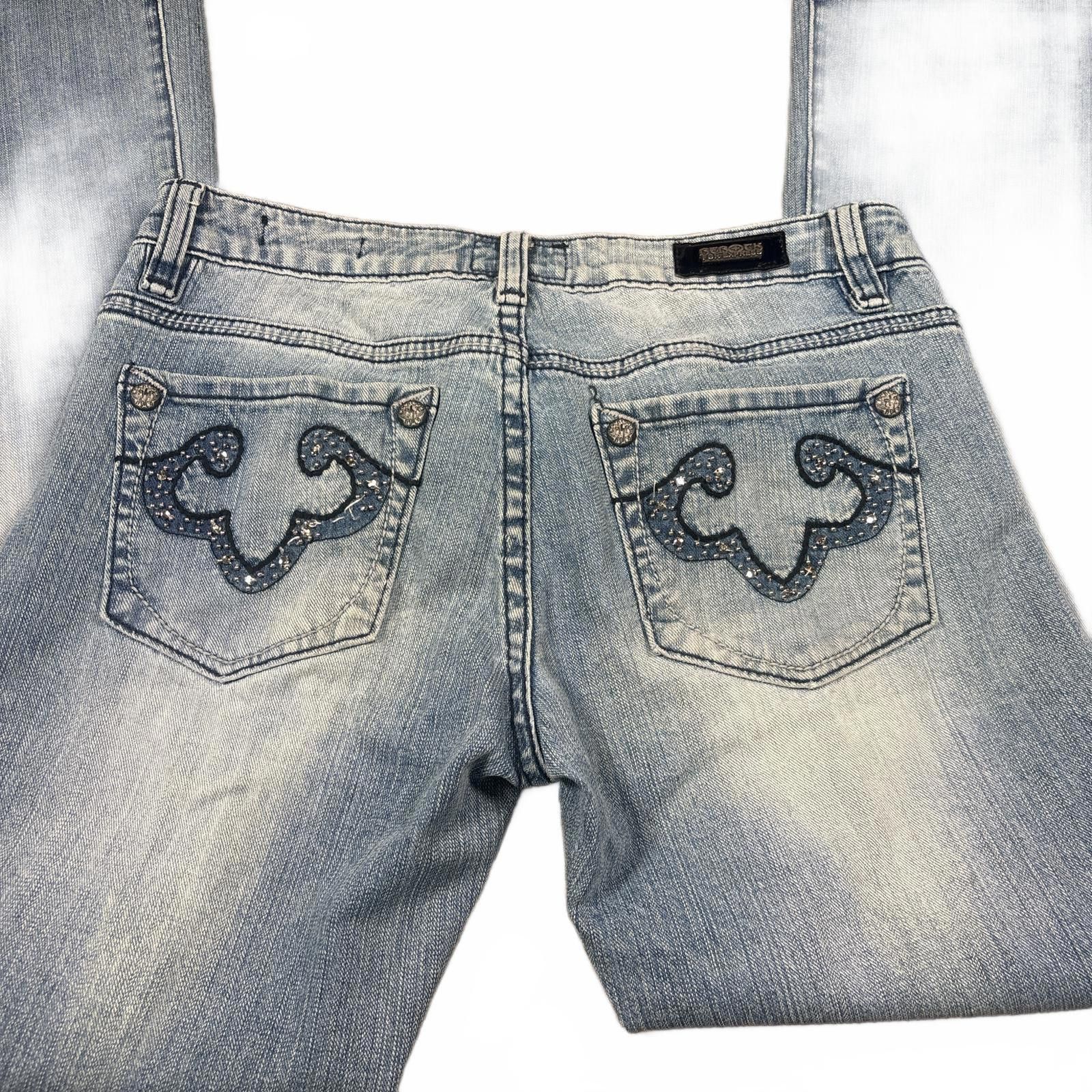 Express y2k rhinestone studded light wash low rise jeans Size 27" / US 4 / IT 40 - 3 Thumbnail