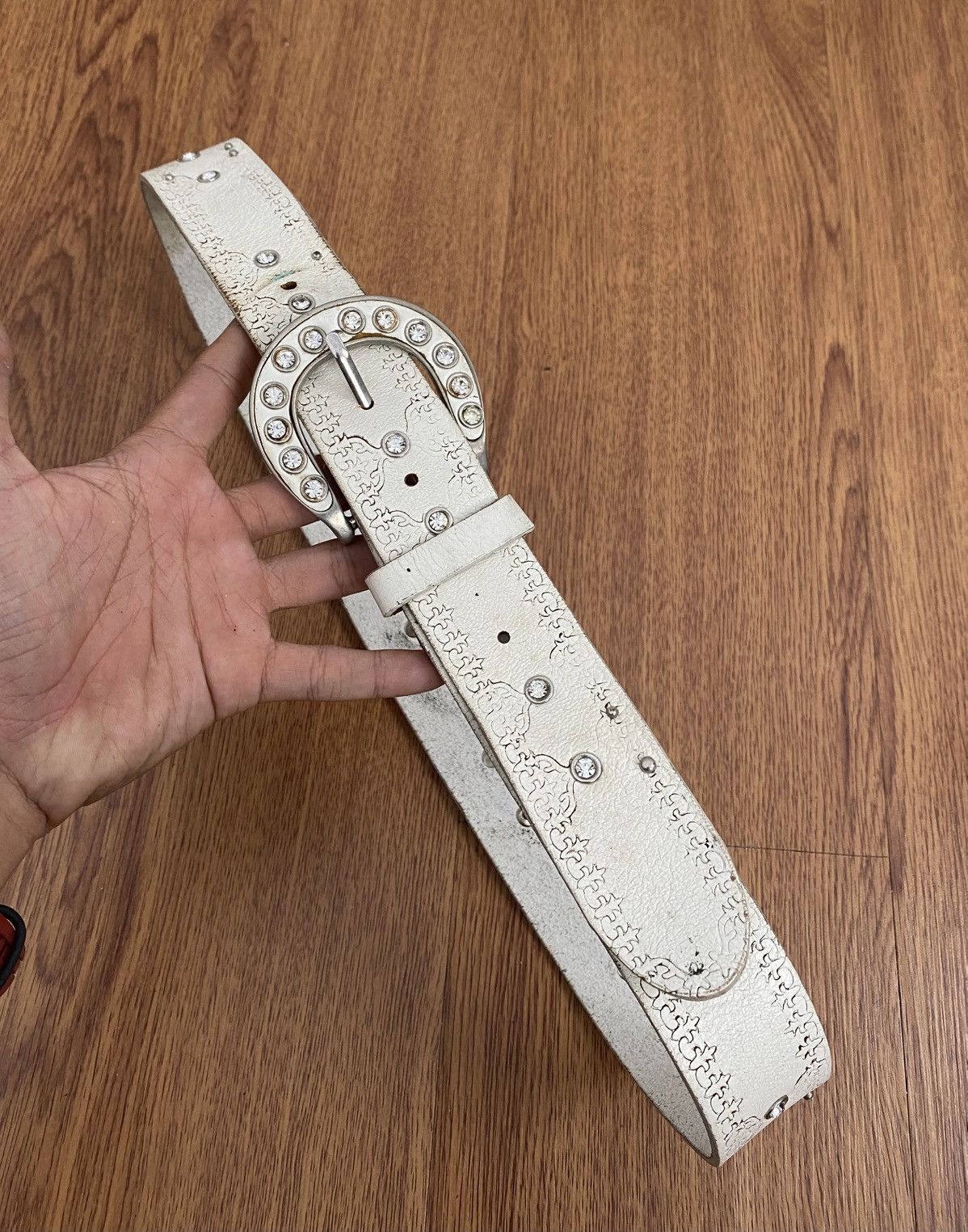 If Six Was Nine × Japanese Brand × Le Grande Bleu (L.G.B.) Crystal white genuine leather belt Size ONE SIZE - 3 Thumbnail