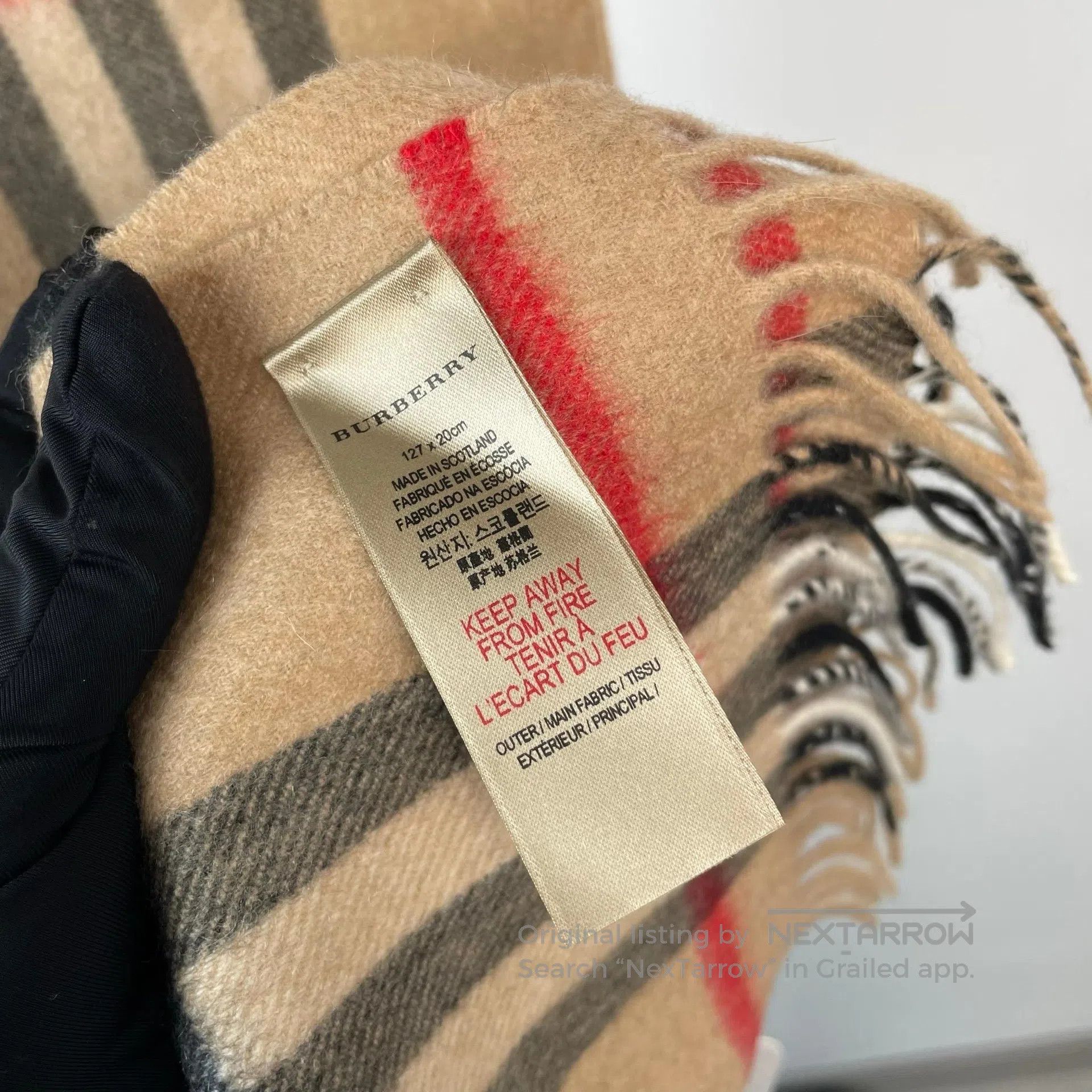 Burberry Burberry Brown Plaid Cashmere Fringe Scarf| Size ONE SIZE - 5 Thumbnail