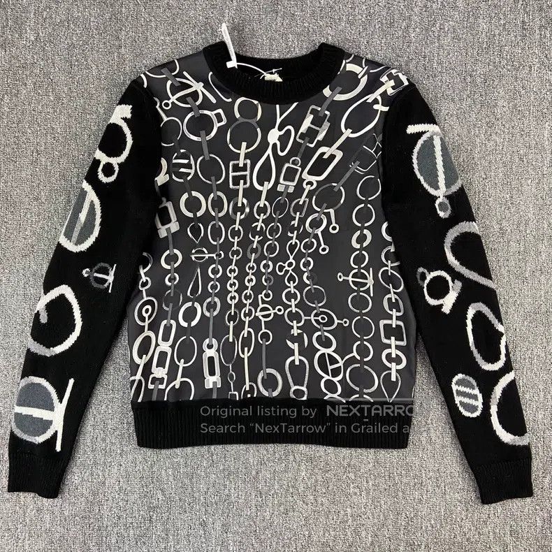 Hermes Black Pig Nose Printed Knit Top