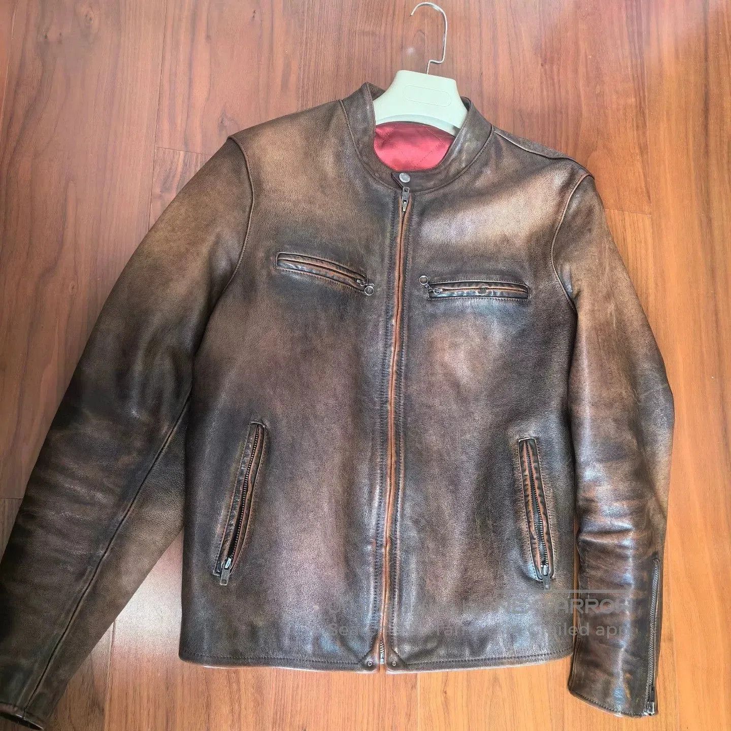RE/DONE Men's Distressed Brown Leather Jacket. Size US XL / EU 56 / 4 - 3 Thumbnail