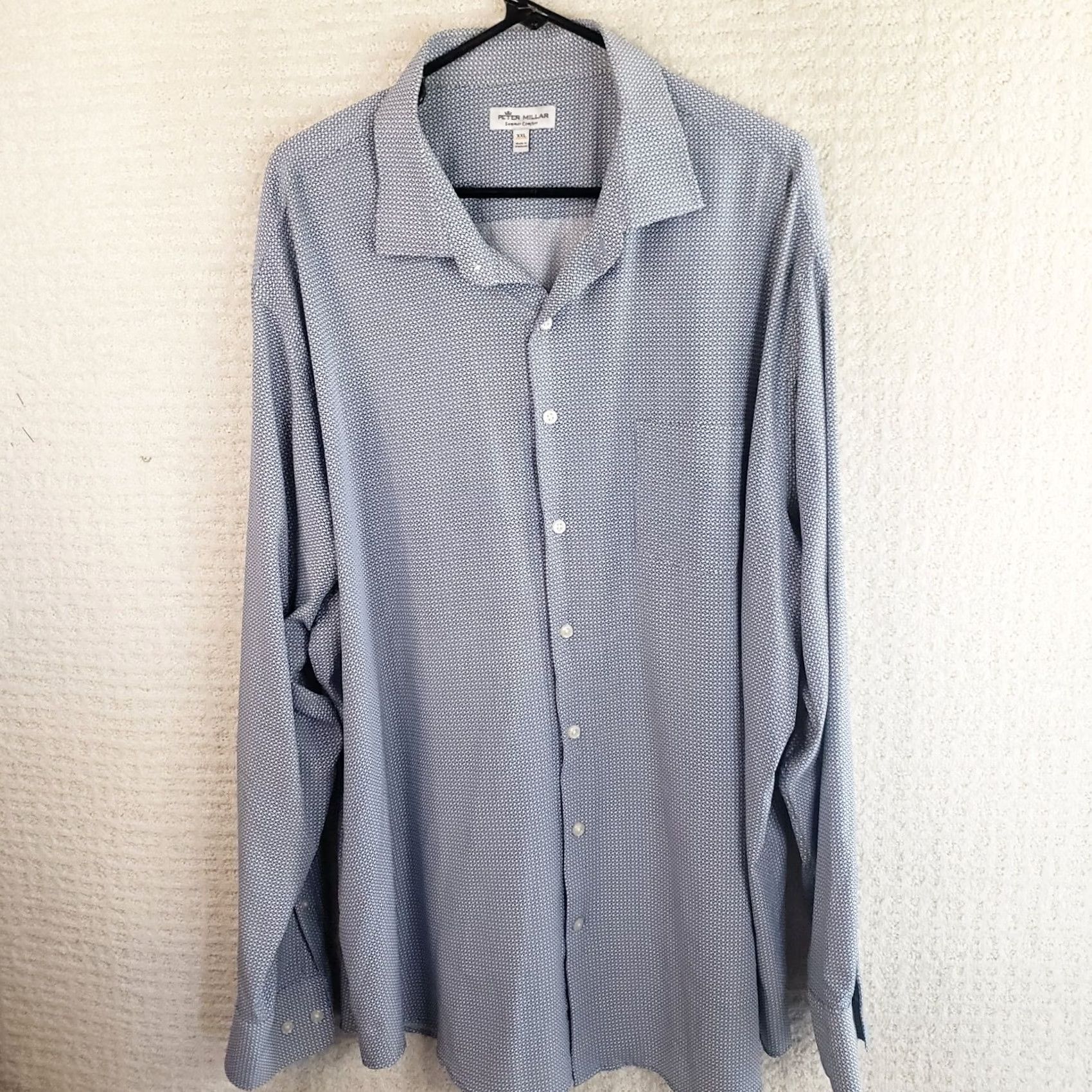 Peter Millar Peter Millar Shirt Men's 2XL Summer Comfort Button-Down Geometric Nylon Spandex Lightweight Blue White Pockets Logo Casual Dress Shirt Size US XXL / EU 58 / 5 - 2 Thumbnail