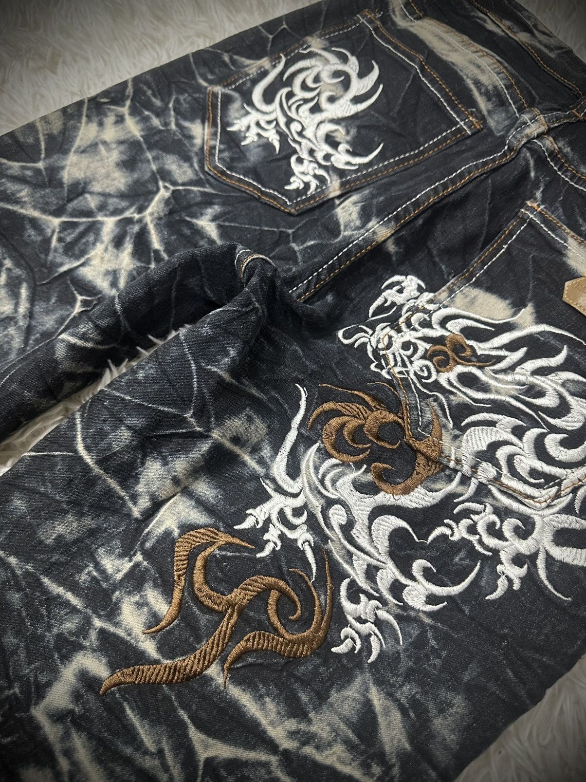 Tornado Mart rare 00s tornado mart style tribal glitter flare denim jeans Size US 32 / EU 48 - 2 Thumbnail