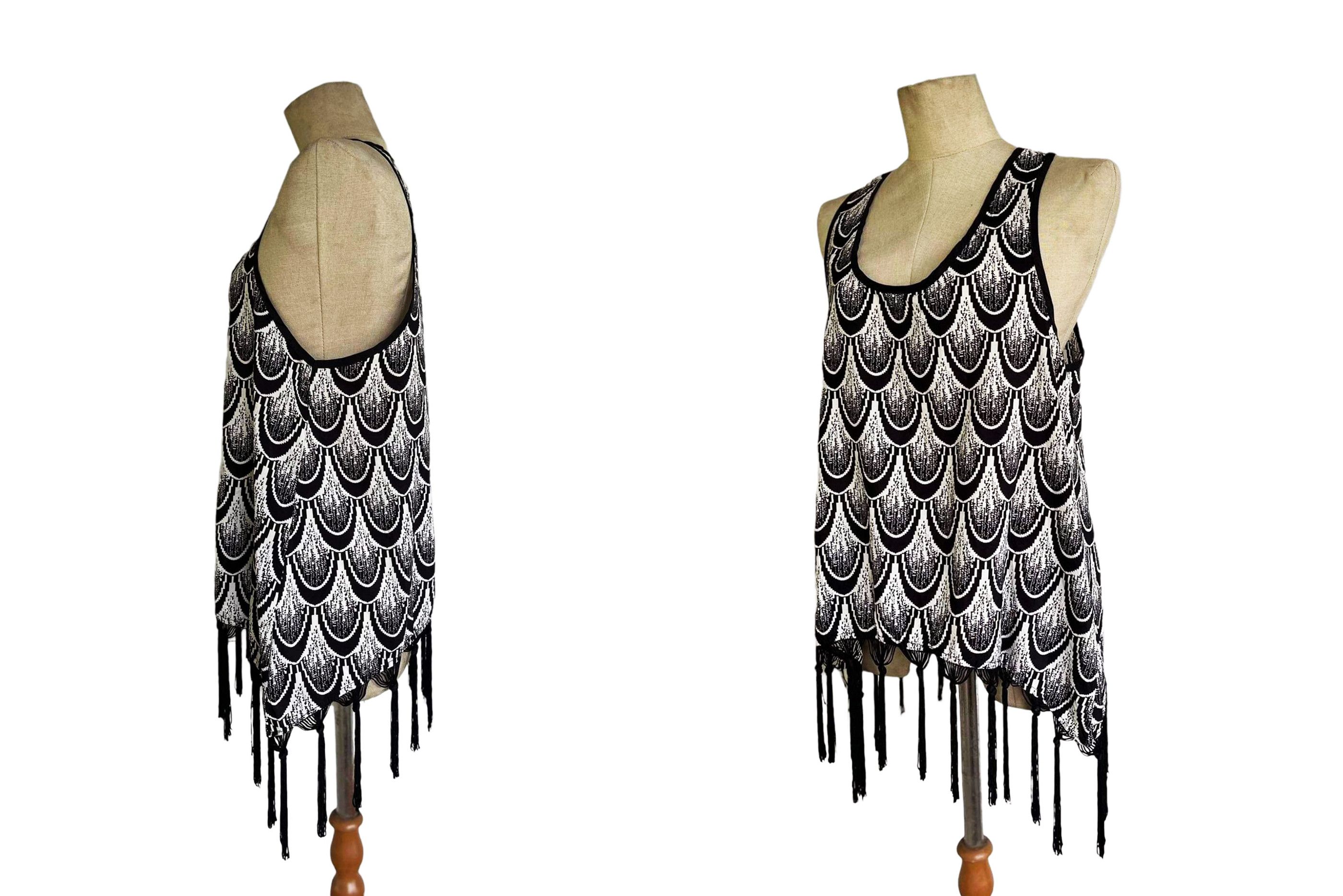Vintage Festival Fringe Tank Top in Black and White graphic prints Size S / US 4 / IT 40 - 7 Thumbnail