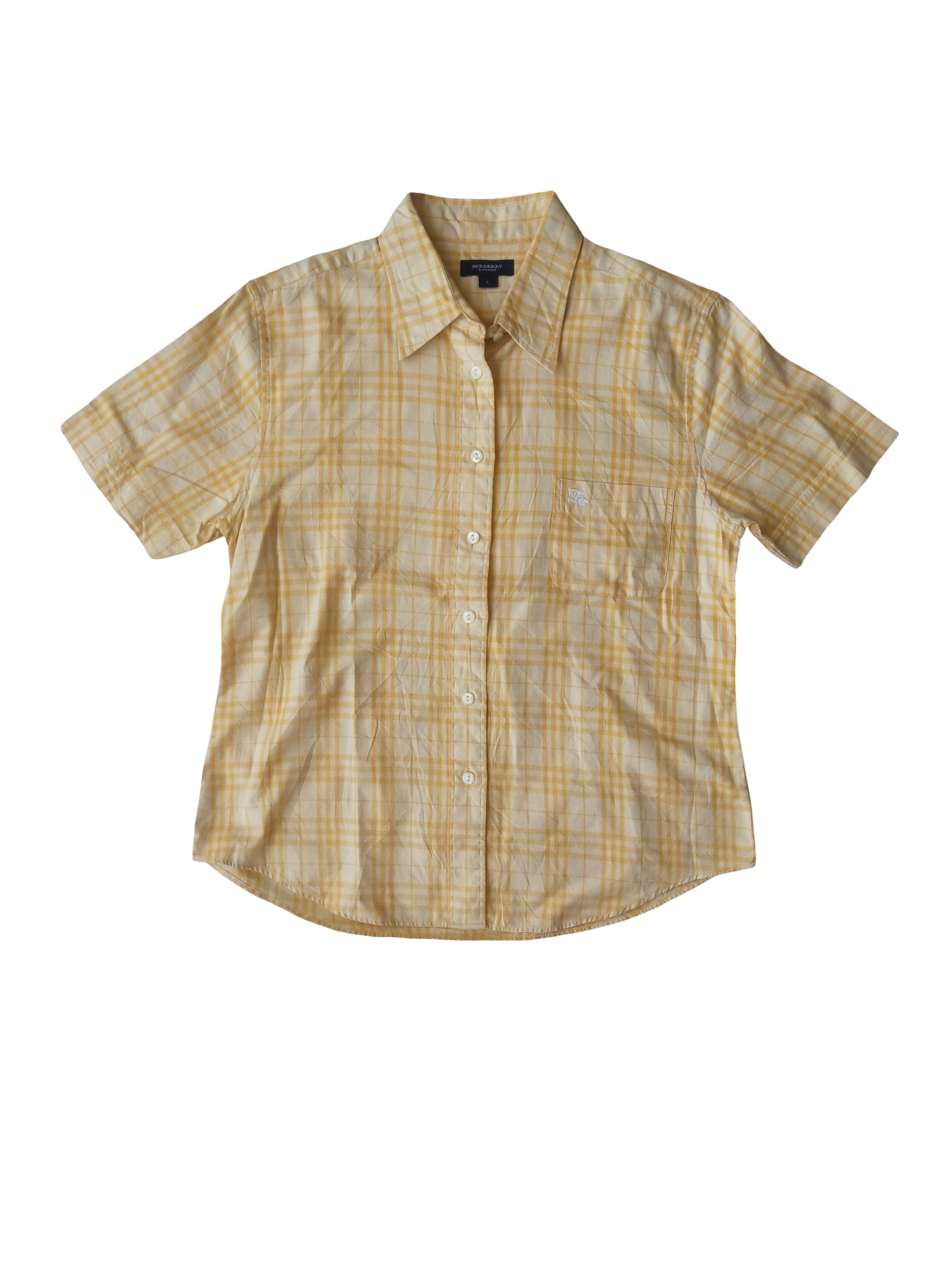 Burberry Burberry London Yellow Plaid Short Sleeve Shirt Size L / US 10 / IT 46 - 1 Thumbnail