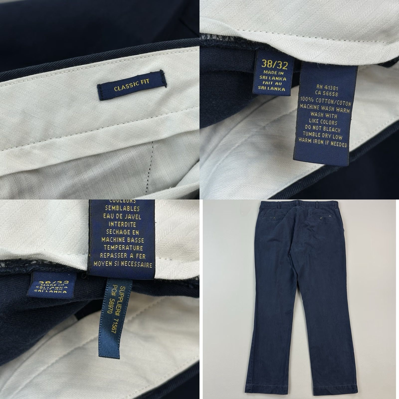 Polo Ralph Lauren Polo Ralph Lauren Pants Mens 38x32 Navy Classic Fit Chino Casual Preppy Norm Size US M / EU 48-50 / 2 - 8 Thumbnail