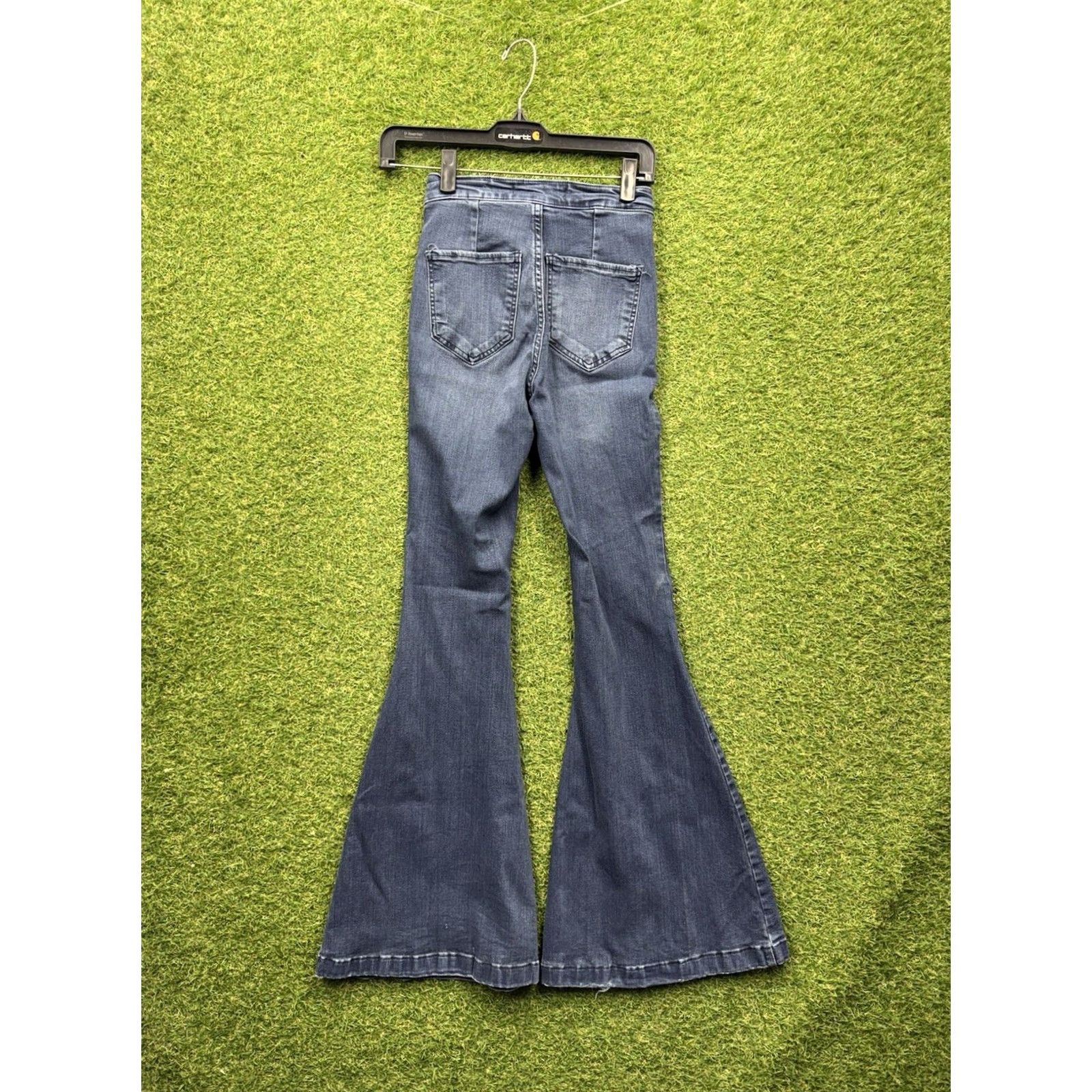 Vintage Kancan High-Rise Flare Jeans Womens 0 Dark Wash Denim Stretch Bell Bottom y2k Jeans Size 25" / US 0 / IT 36 - 2 Thumbnail