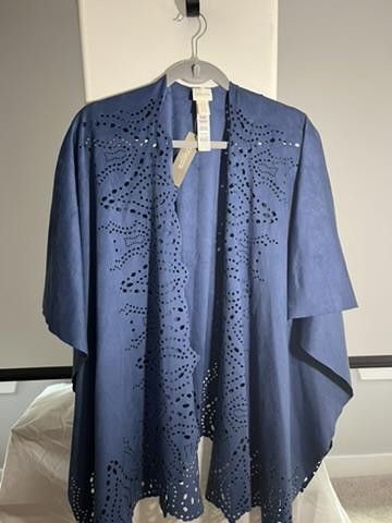 Chicos Chico's Laser-Cut Navy Blue Kimono Size S / US 4 / IT 40 - 1 Thumbnail
