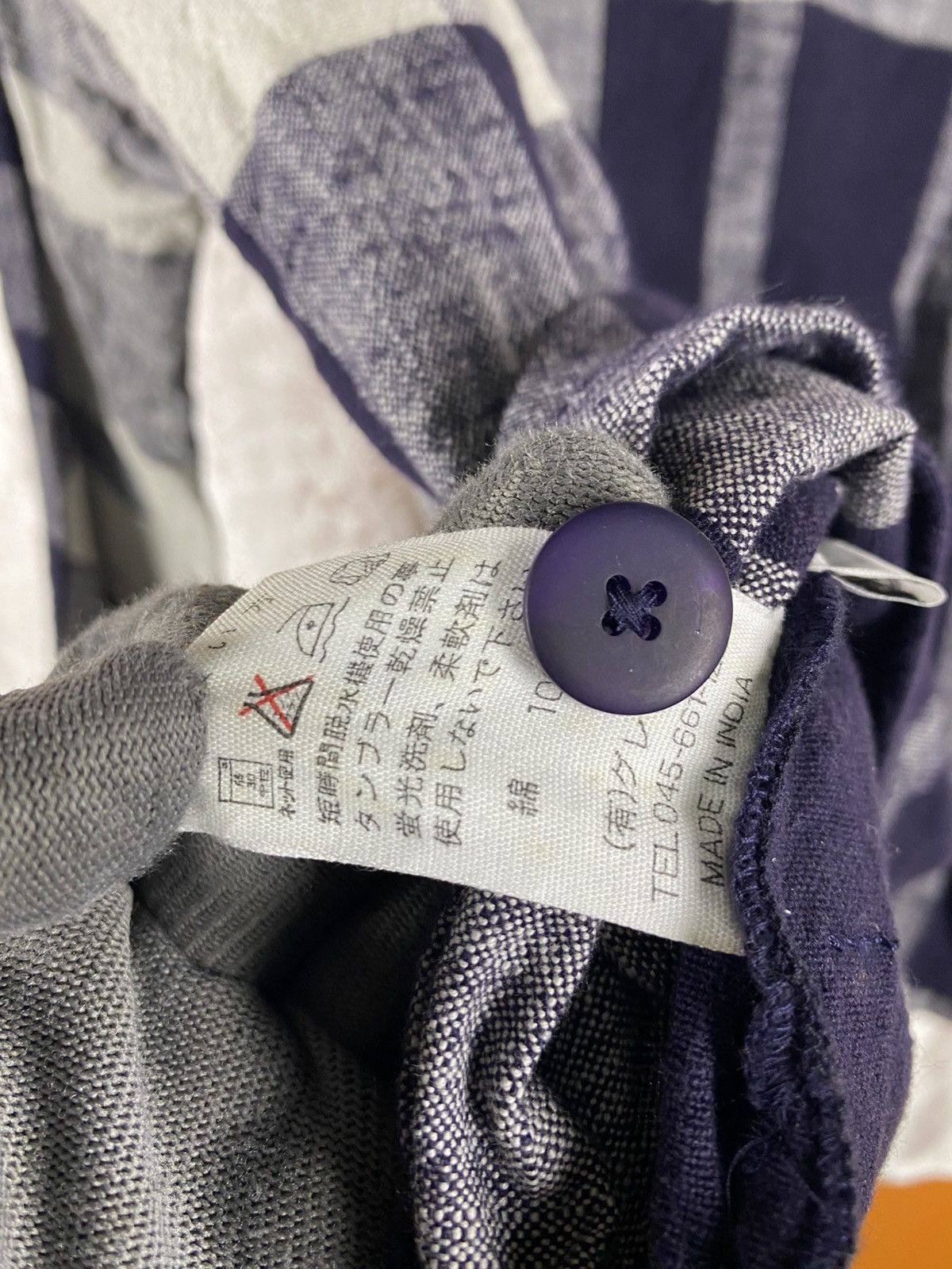 Japanese Brand Japan Soft Co. Ltd Oversized Check Shirt Navy Grey Boxy Size L / US 10 / IT 46 - 8 Thumbnail