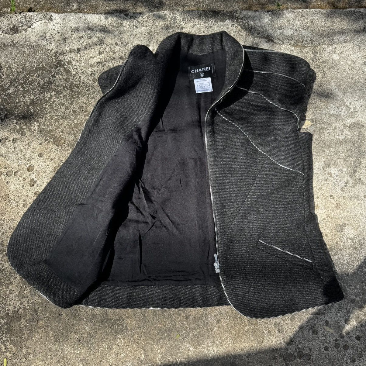 Chanel × Prada × Vintage Chanel Women's Multi Zipper Vest Wool Blend Black Size S / US 4 / IT 40 - 7 Thumbnail
