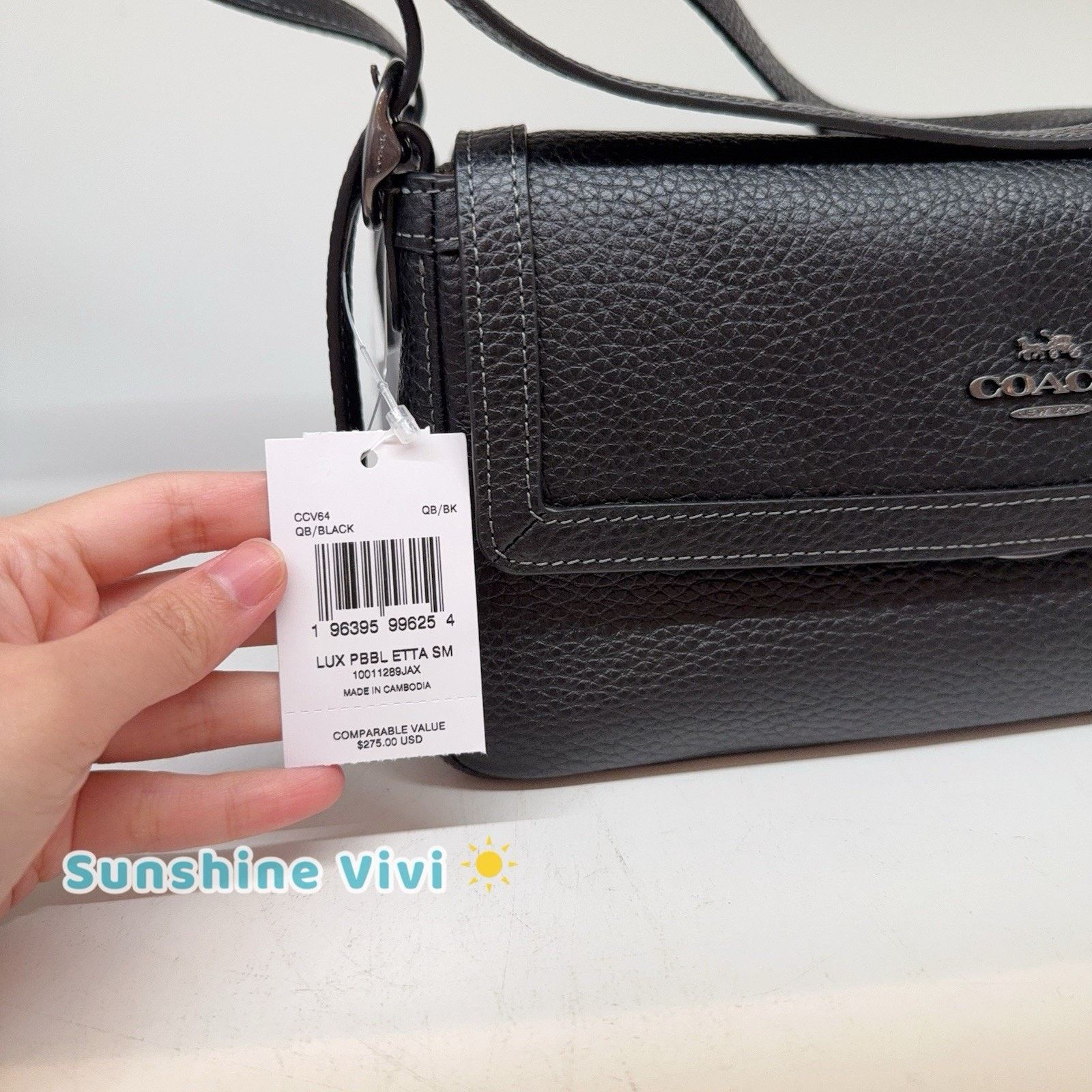 Coach NWT Coach Etta Small Flap Shoulder Bag Black CCV64 Leather Size ONE SIZE - 2 Thumbnail