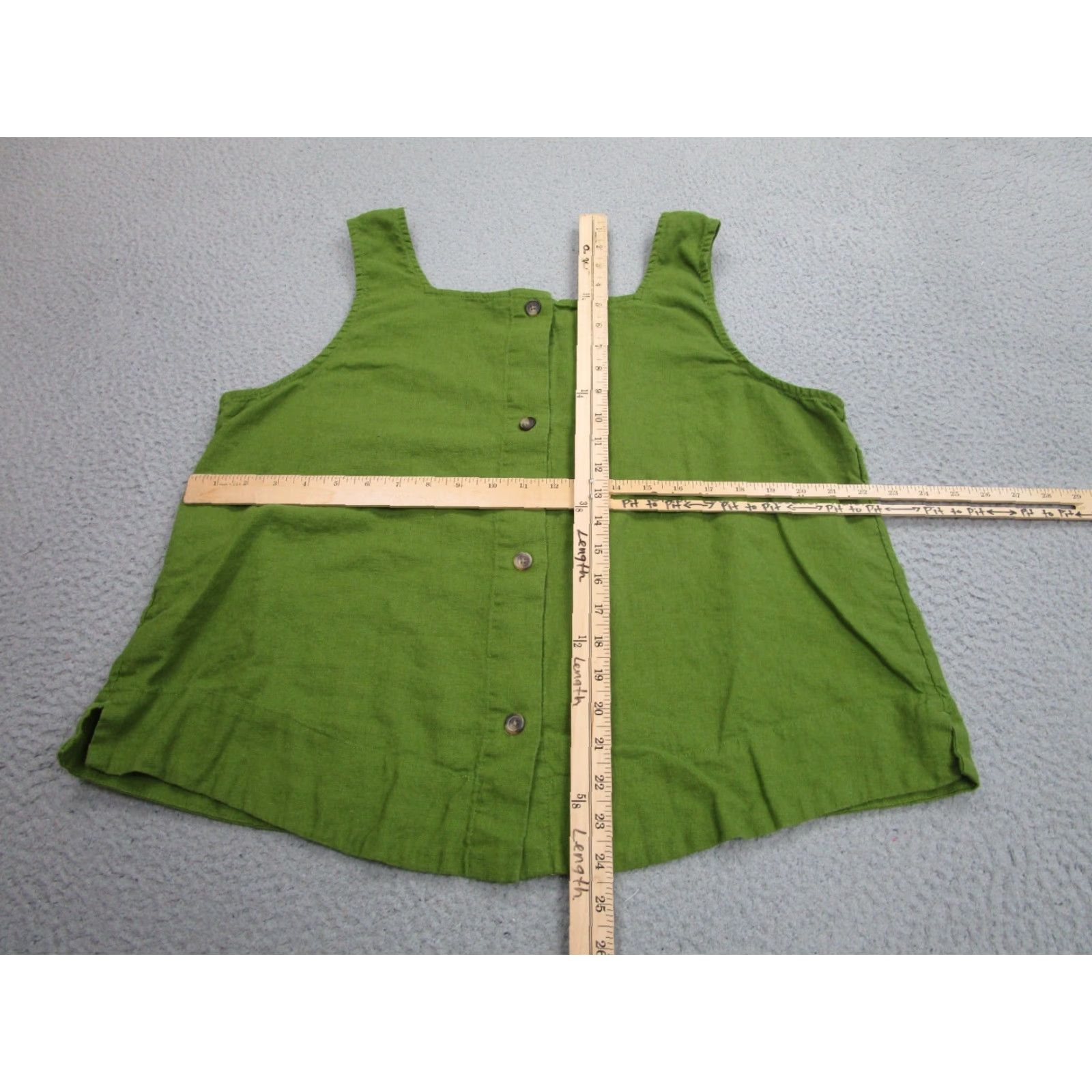 Vintage Lauren Conrad Linen Vest Womens 2XL Green Square Neck Boho Modest Coastal top Size XXL / US 16-18 / IT 52-54 - 5 Thumbnail