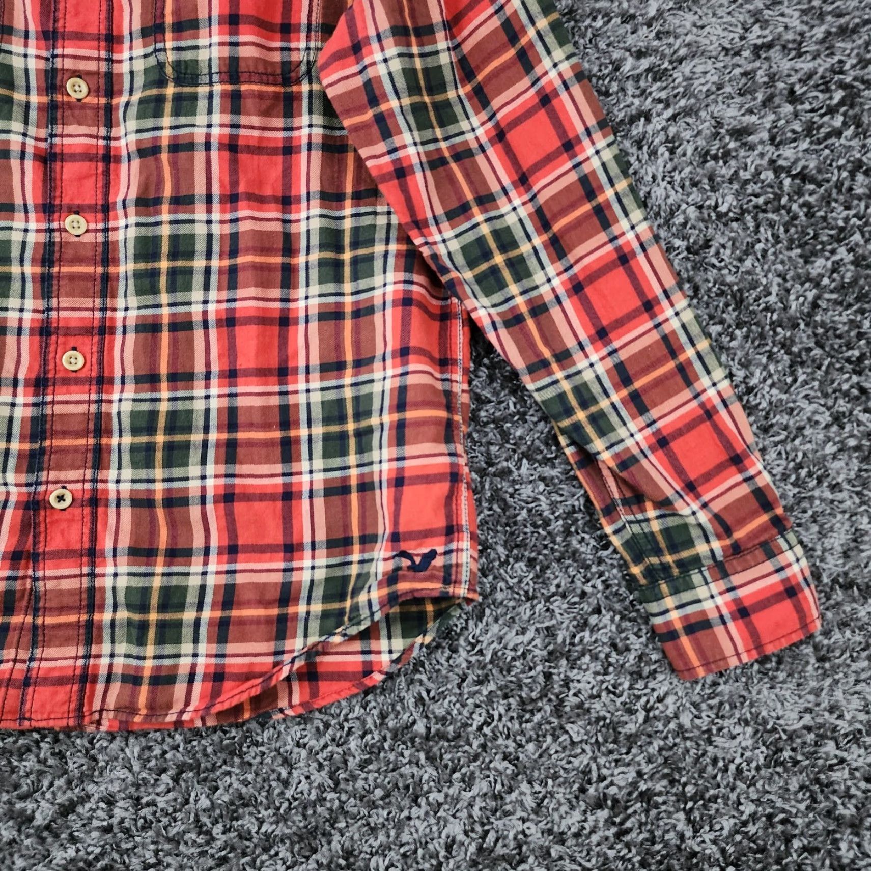 American Eagle Outfitters American Eagle Men Shirt Long Sleeve Button-Up Plaid Red Size L Size US L / EU 52-54 / 3 - 2 Thumbnail