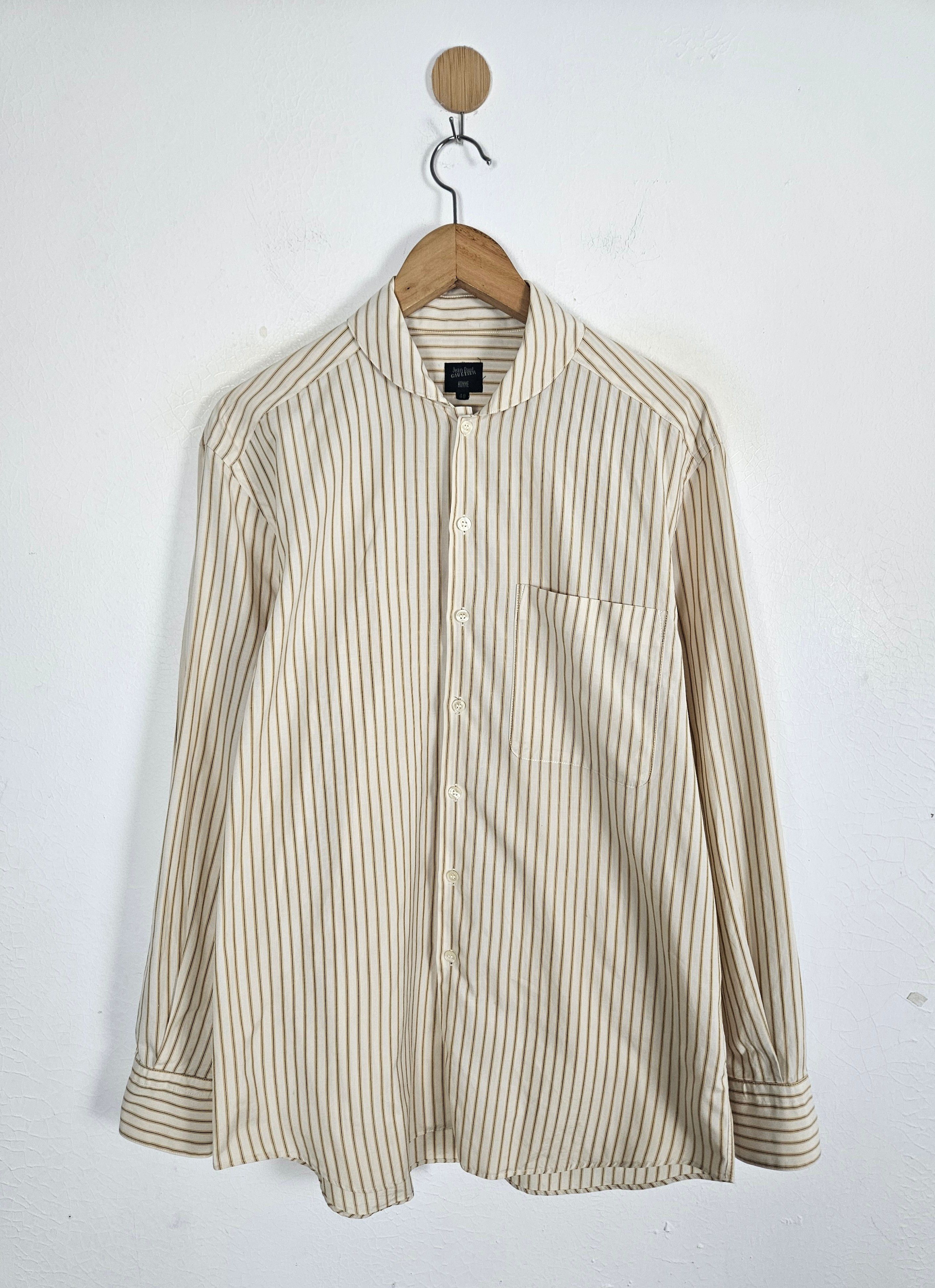 j*a様 jean paul gaultier Homme \"stripe ja JEAN PAUL GAULTIER HOMME STRIPE PATTERN PASTED SHIRT – THE