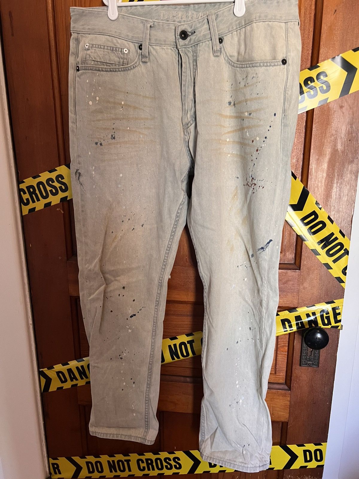 DENHAM Denham light blue paint splatter jeans Size US 33 - 1 Thumbnail