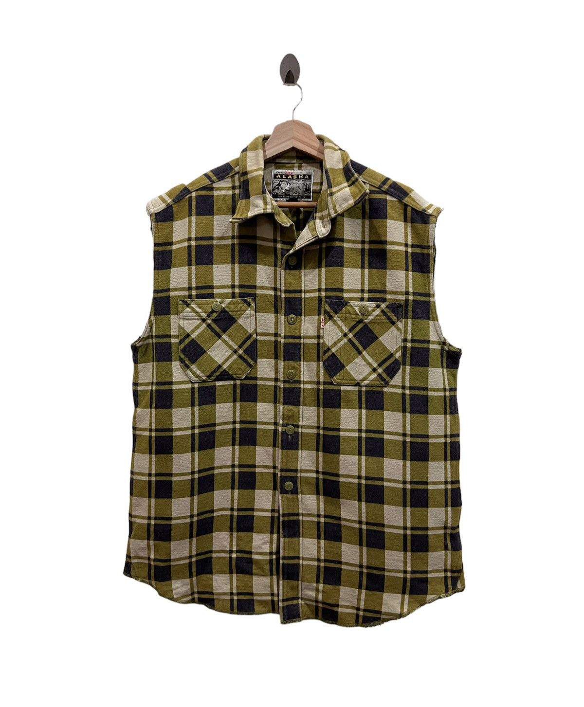 image of Levis Alaska Plaid Tartan Vest in Green, Men's (Size Large)