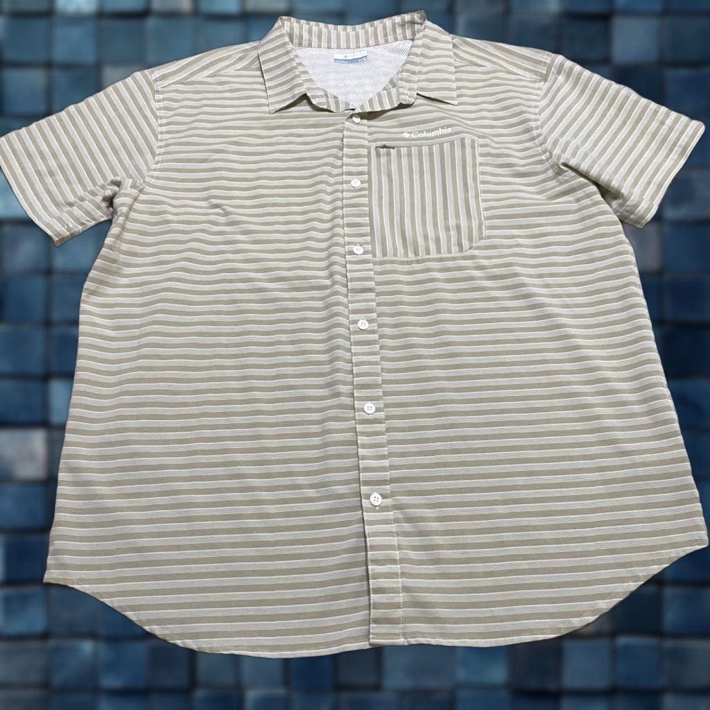 Vintage Columbia Shirt Mens XL Beige Striped Short Sleeve Button-Up Casual Outdoor Fish UV Protection Pockets Quick Dry All Seasons 2059 Size US XL / EU 56 / 4 - 1 Thumbnail