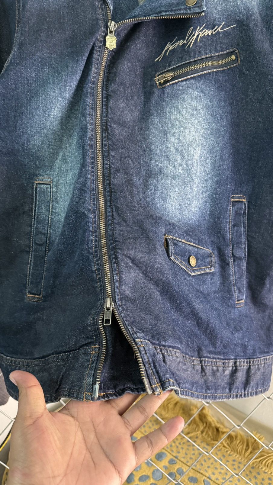 Karl Kani Karl Kani 183K1605 Jacket Denim Double Biker Jacket Indigo Size US L / EU 52-54 / 3 - 6 Thumbnail