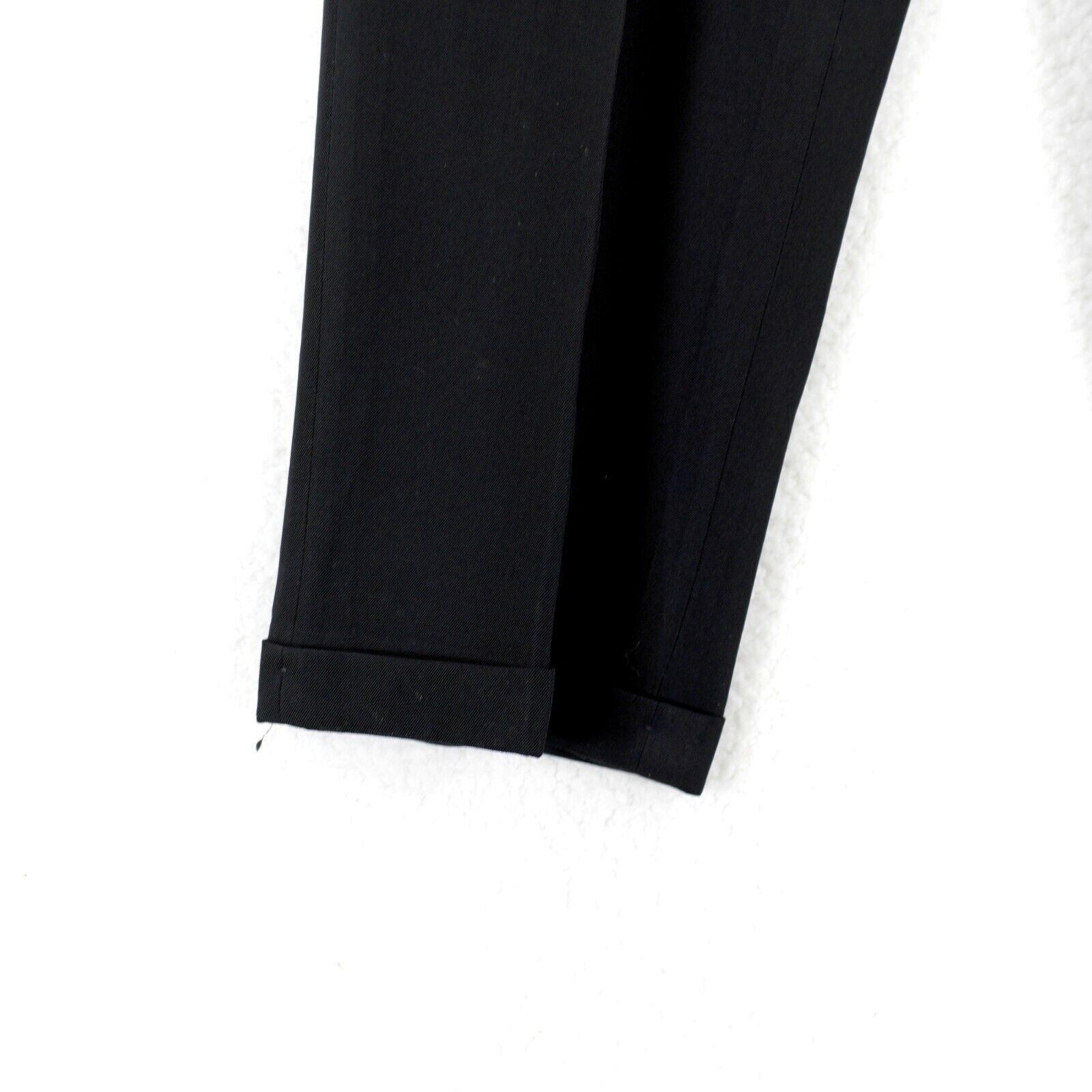 Pronto Uomo Pronto Uomo Worsted Wool Black Pleated Cuffed High Rise Dres Size 38L - 2 Thumbnail