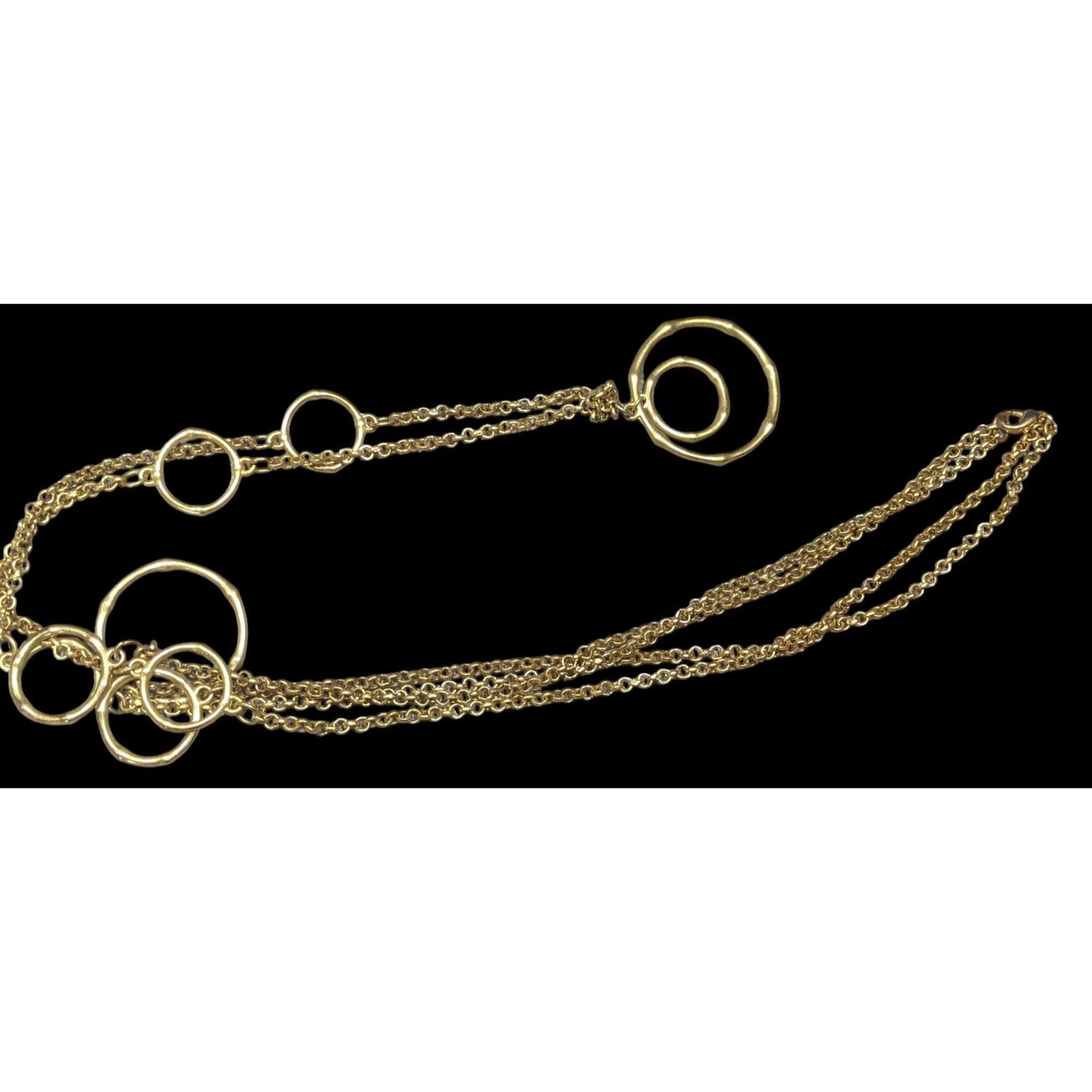 Other Layered Geometric Ring And Chain Gold Tone Necklace Size ONE SIZE - 4 Thumbnail