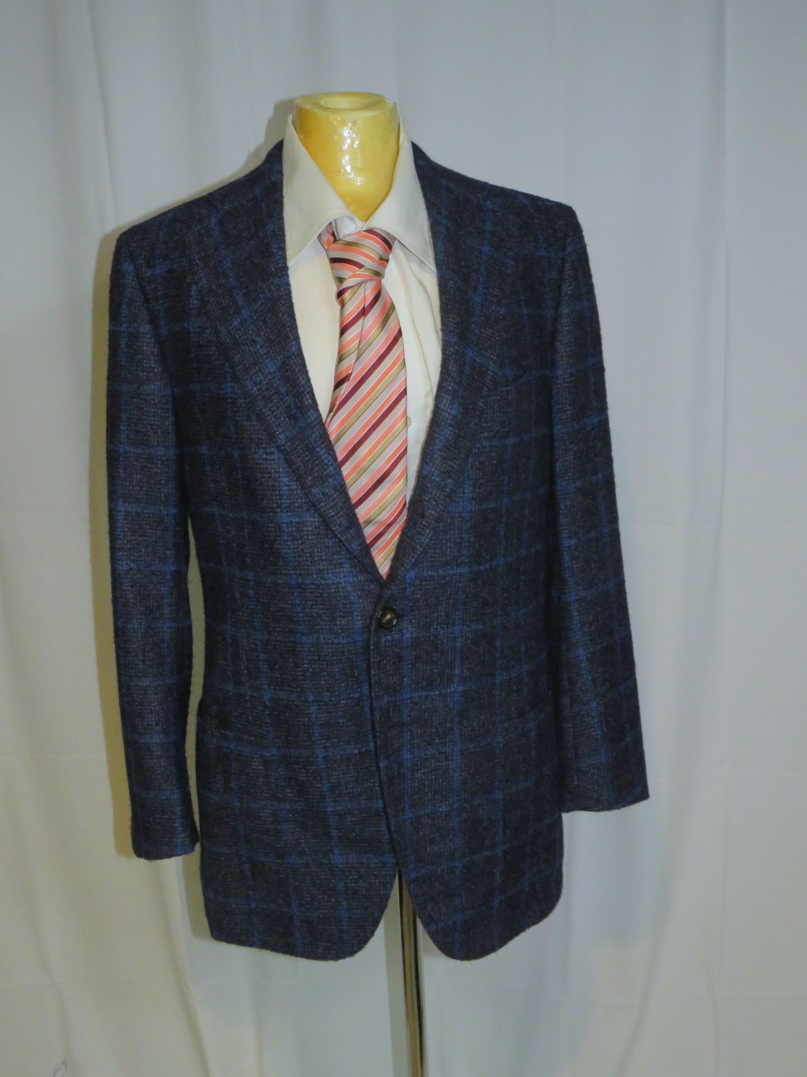 Cesare Attolini Handmade Alpaca Blend Gray & Blue Plaid Flannel Blazer 40R Size 40R - 7 Thumbnail