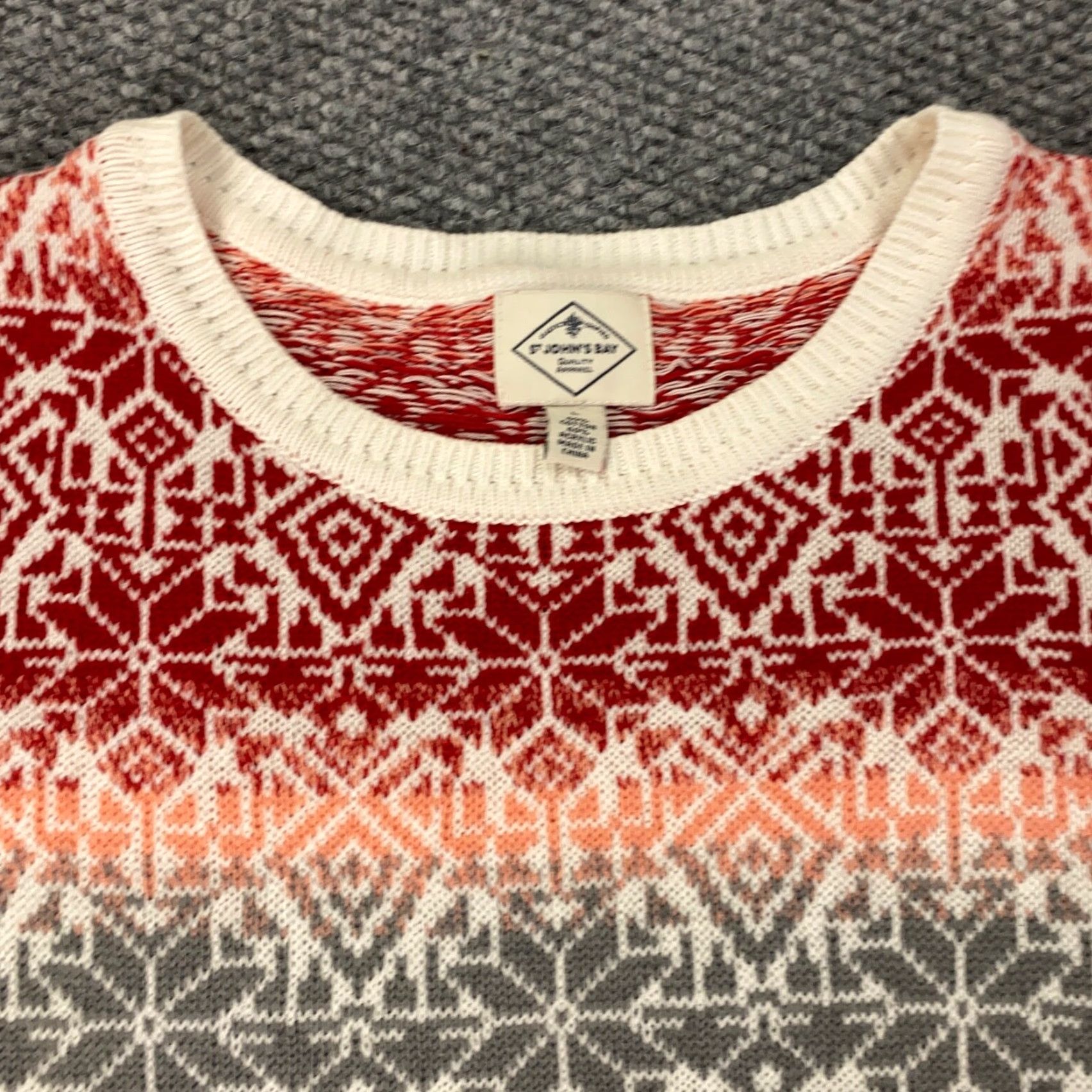 Vintage St Johns Bay St Johns Womens Sweater L Beige Snowflakes Holiday Christmas Pullover Crew Neck Knit Long Sleeve Geometric Regular Seasonal Womens Size L / US 10 / IT 46 - 4 Thumbnail