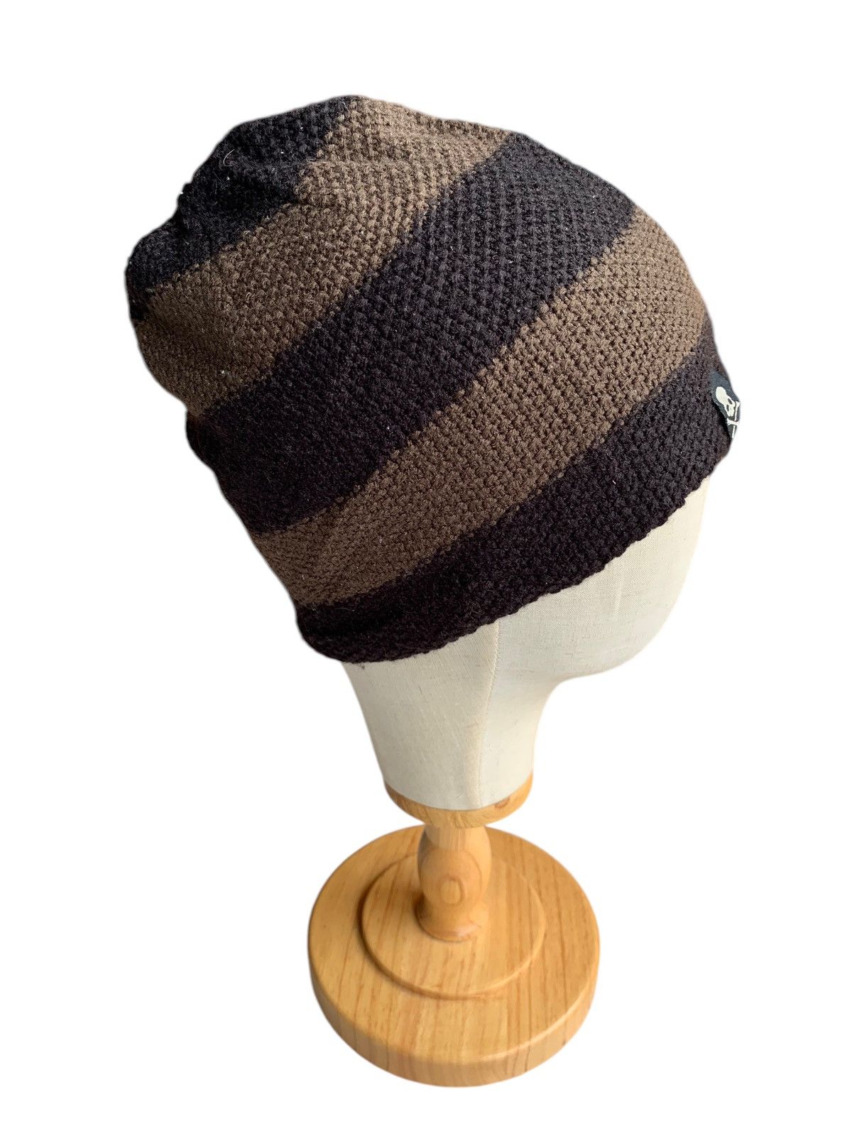 14th Addiction × Vintage Stripe Hydrogen Skull Punk Knitted Hairy Rare Beanie Hats☠️🎌 Size ONE SIZE - 3 Thumbnail