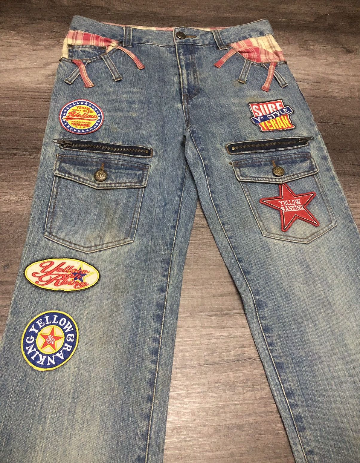 Designer × Hysteric Glamour × Japanese Brand Yellow Ranking Patches Jeans Like Hysteric Glamour Design Size US 31 - 4 Thumbnail