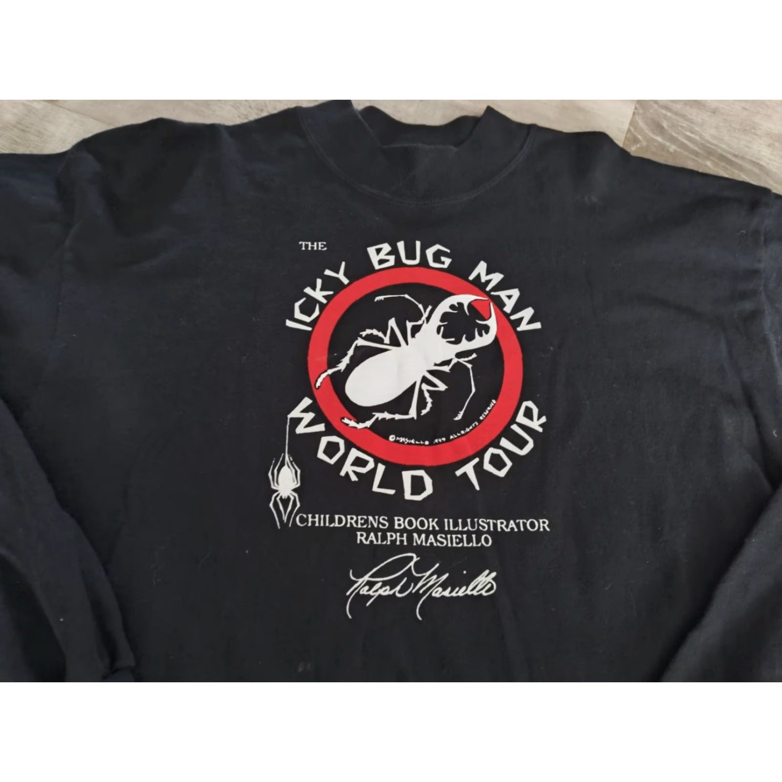 Vintage VINTAGE Cotton Deluxe Sweatshirt Men XL Black All Seasons Graphic Print Icky Bug Man USA 90s Rare Size US XL / EU 56 / 4 - 2 Thumbnail