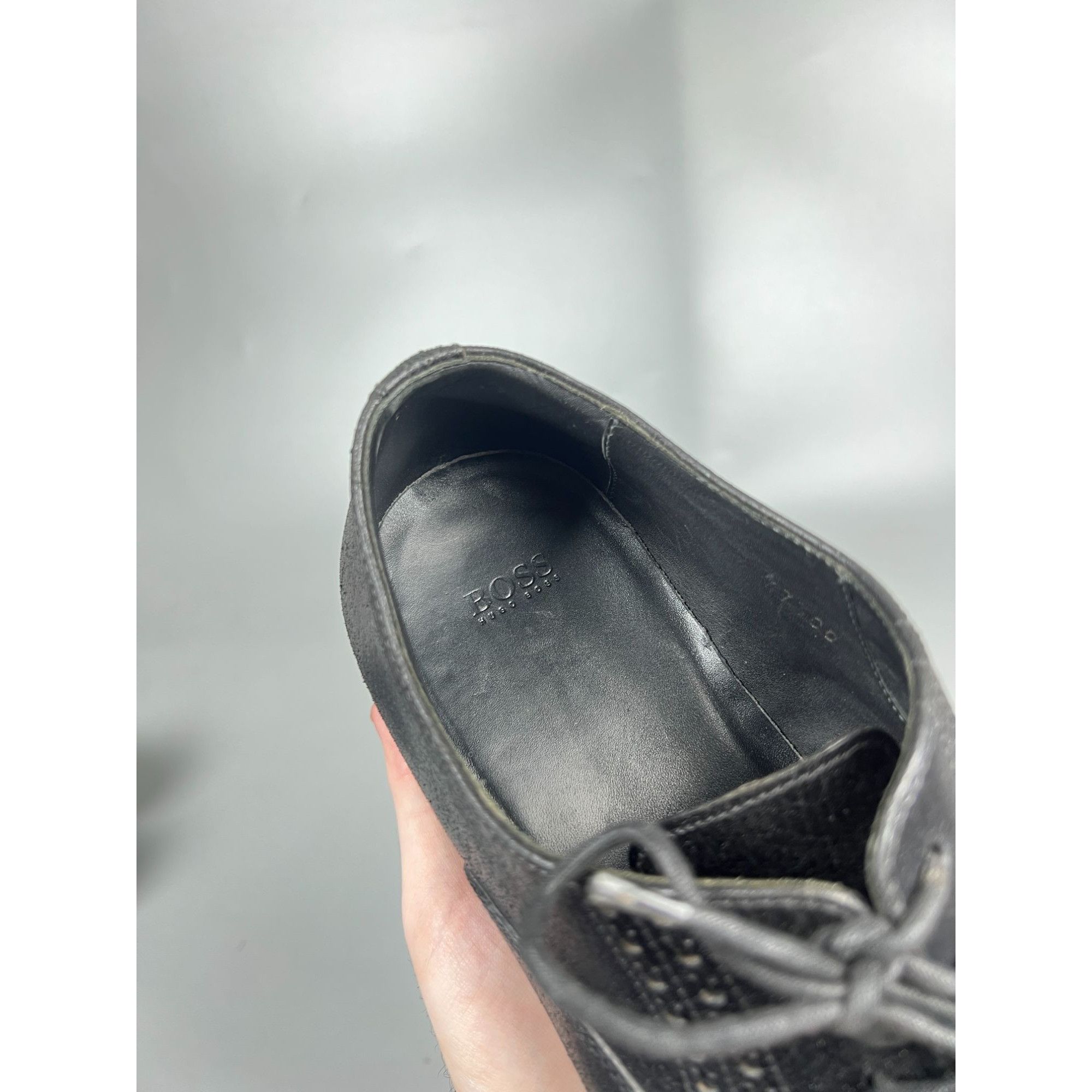 Hugo Boss Hugo Boss Black Leather Round Toe Oxford Shoes (Y1021) Size US 9 / EU 42 - 13 Thumbnail