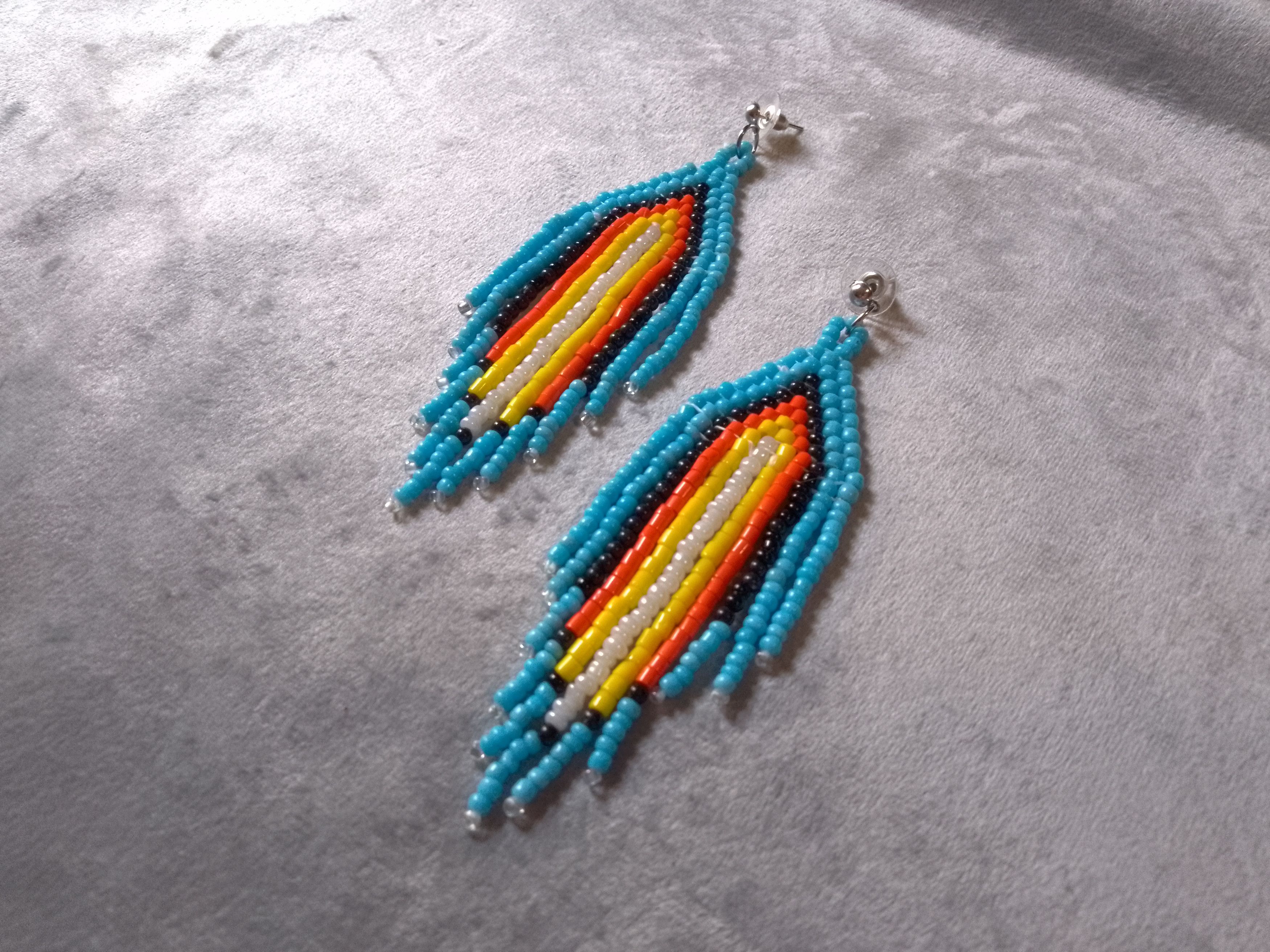 Handmade Earrings Native American Ethnic Long Bangs Necklace Feather Size ONE SIZE - 6 Thumbnail