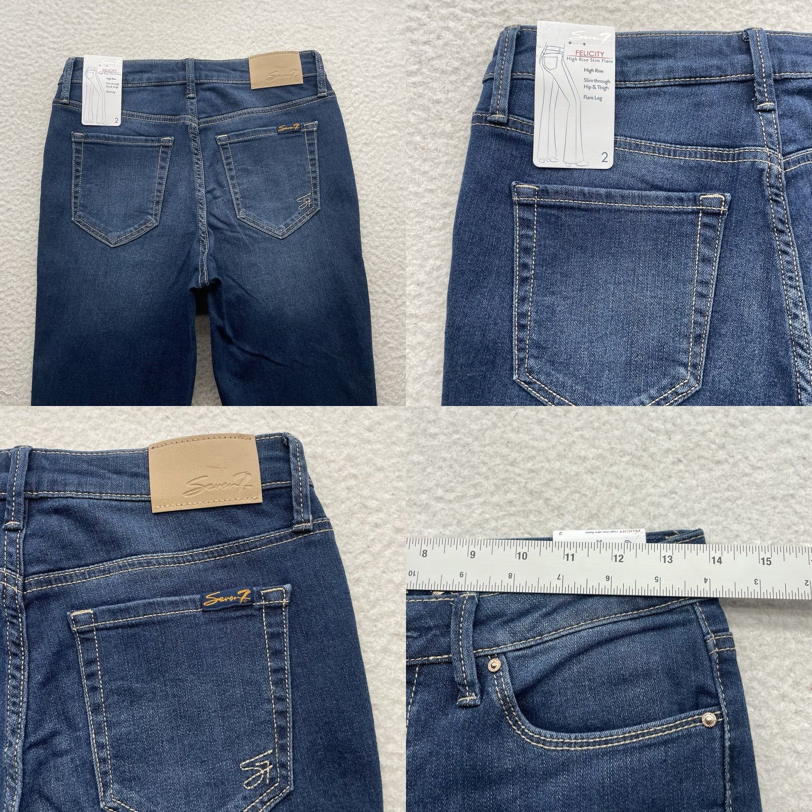 Vintage Seven7 Jeans Slim Flared Denim Blue 28x32 High Rise Women's Jeans 28 Waist 32 Inseam Distressed? No. Size 26" / US 2 / IT 38 - 8 Thumbnail