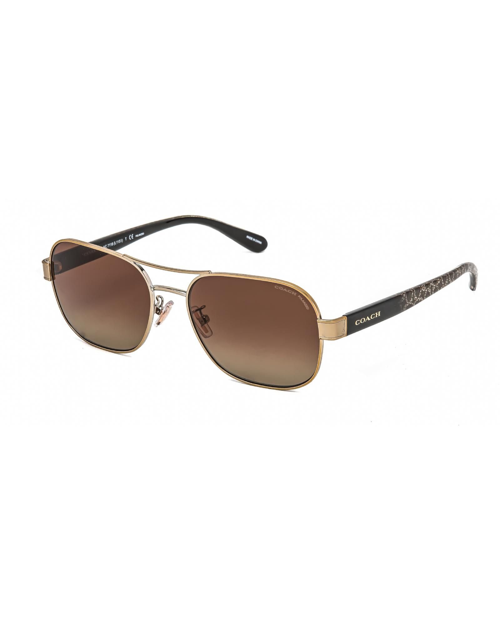 image of Coach 0Hc7116 Sunglasses Light Gold / Brown Gradient Polarized, Women's