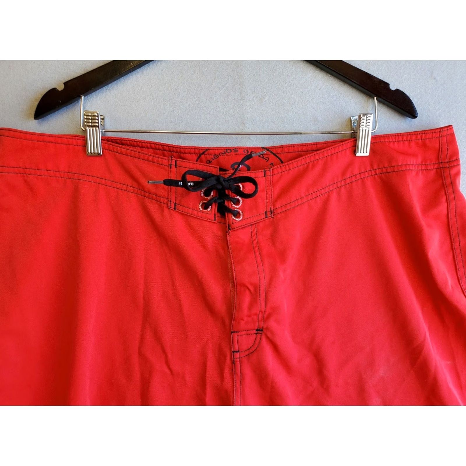 Vintage Da Hui Red Flat Front Beach Surf Casual Board Shorts Swim Trunks Mens 42 Size US 42 / EU 58 - 2 Thumbnail