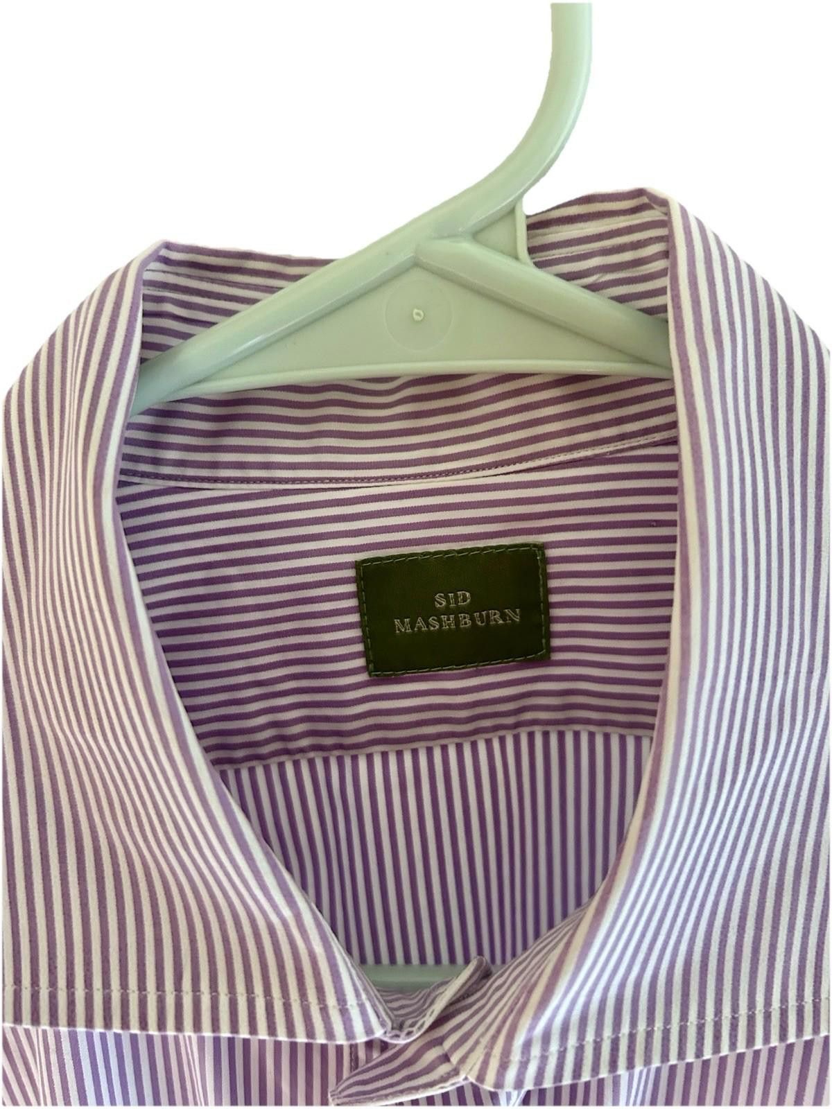 Sid Mashburn Sid Mashburn Dress Shirt – Purple/White Stripe 35 Size 36R - 1 Thumbnail