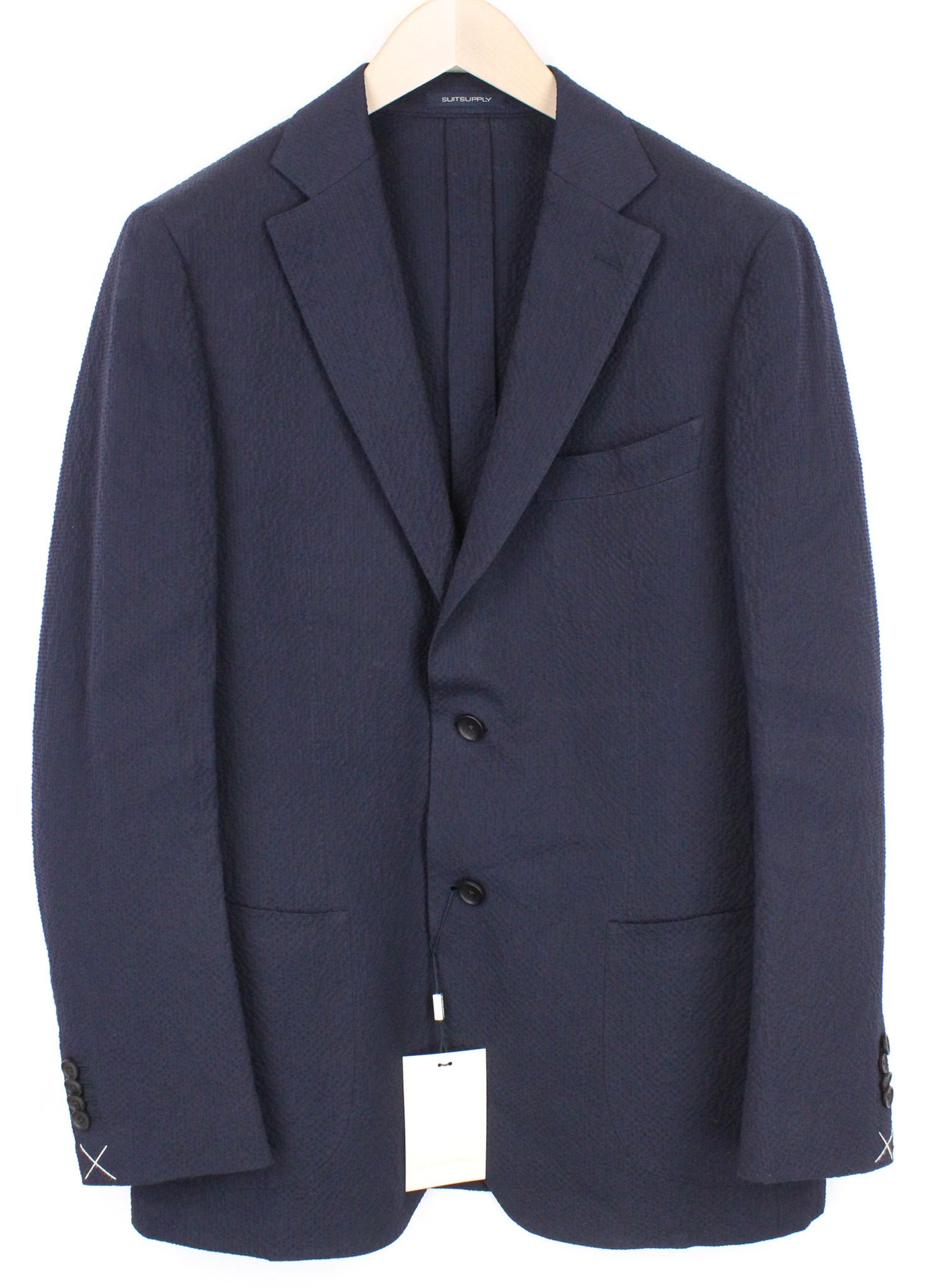 image of Suitsupply Havana Patch Uk42R Cotton Stretch Blue Slim Cut 67693, Men's