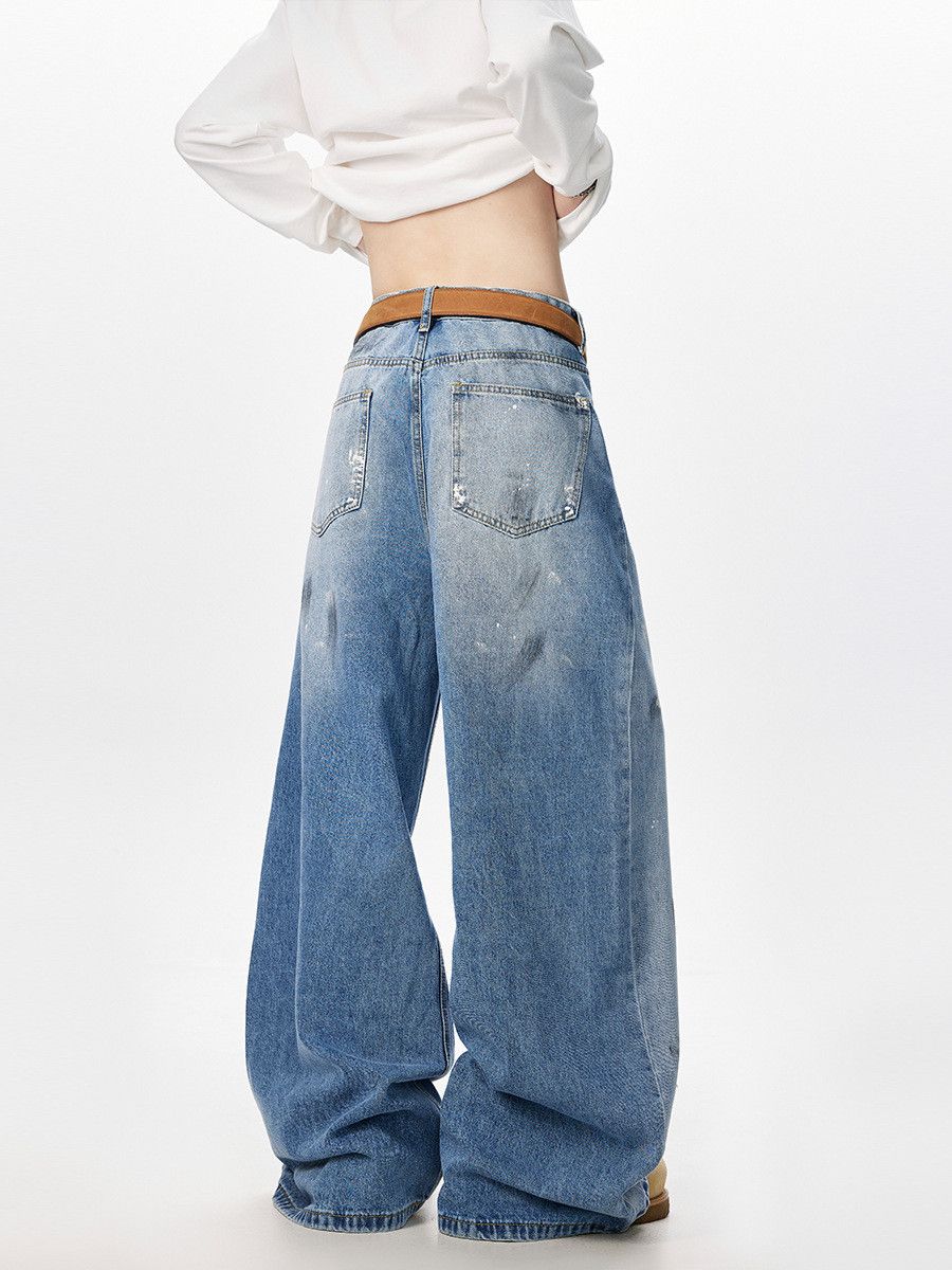 Japanese Brand American Star Graffiti Print Loose Casual Curved-Leg Jeans Size US 32 / EU 48 - 4 Thumbnail