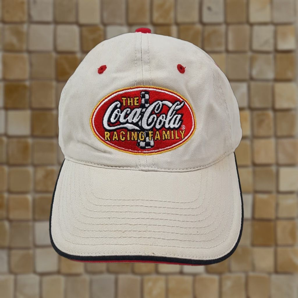 Vintage VINTAGE Coca-Cola NASCAR Racing Snapback Baseball Cap Hat Adjustable Beige One Size Retro Mens Size ONE SIZE - 1 Thumbnail