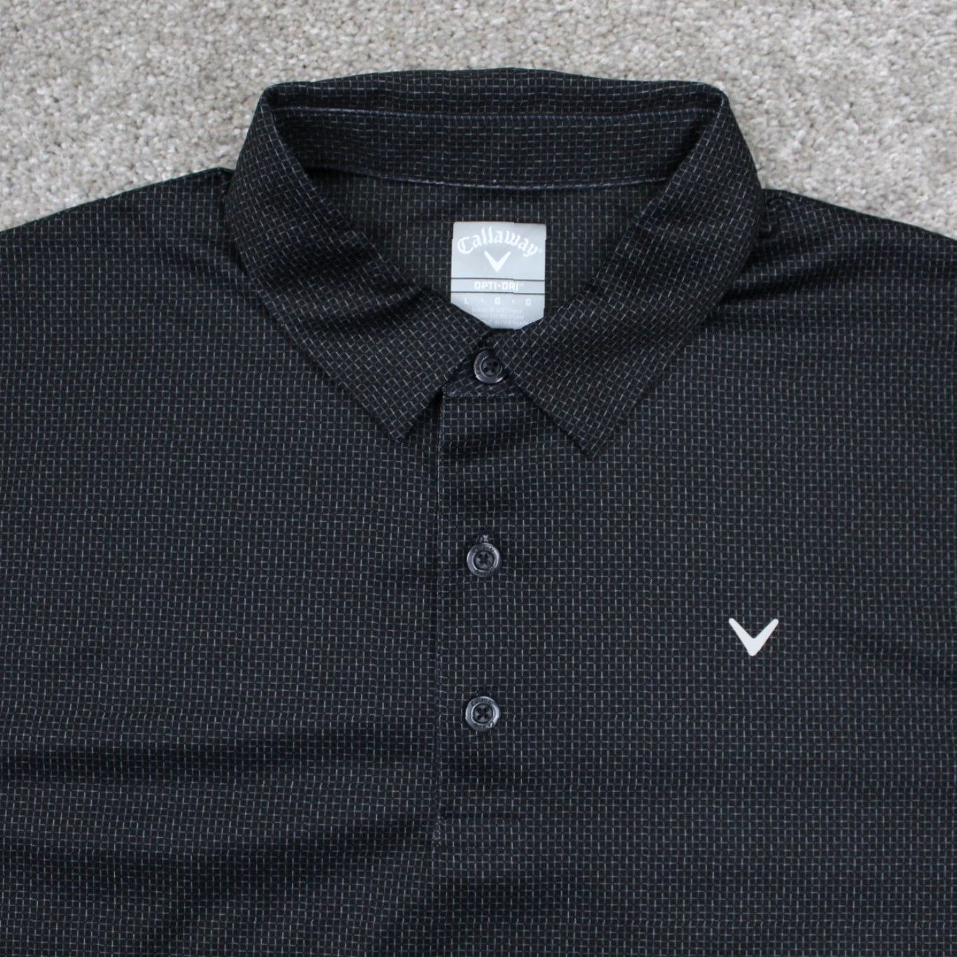Callaway Callaway Opti-Dri Polo Shirt Mens Large Black Geometric Short Sleeve S/S Golf Pullover Polo Shirt Size US L / EU 52-54 / 3 - 5 Thumbnail