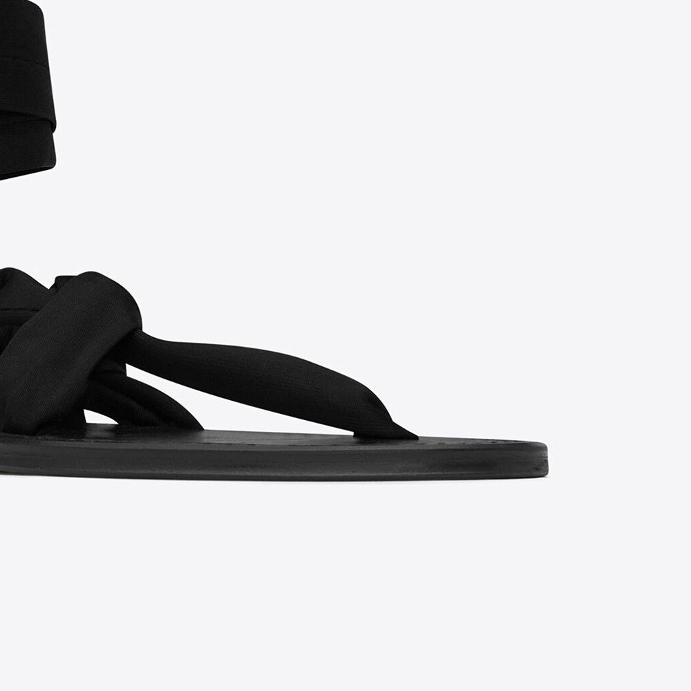 Saint Laurent Paris o1b1hav110325 732384 Nolan Sandals in Jersey in Black Size US 7.5 / IT 37.5 - 4 Thumbnail