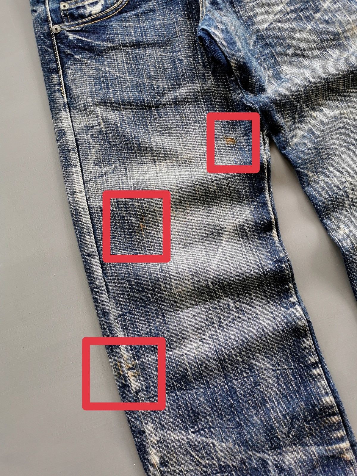 Japanese Brand Whiskers Unbrand Double Waist Faded Designs Jeans Size US 30 / EU 46 - 7 Thumbnail